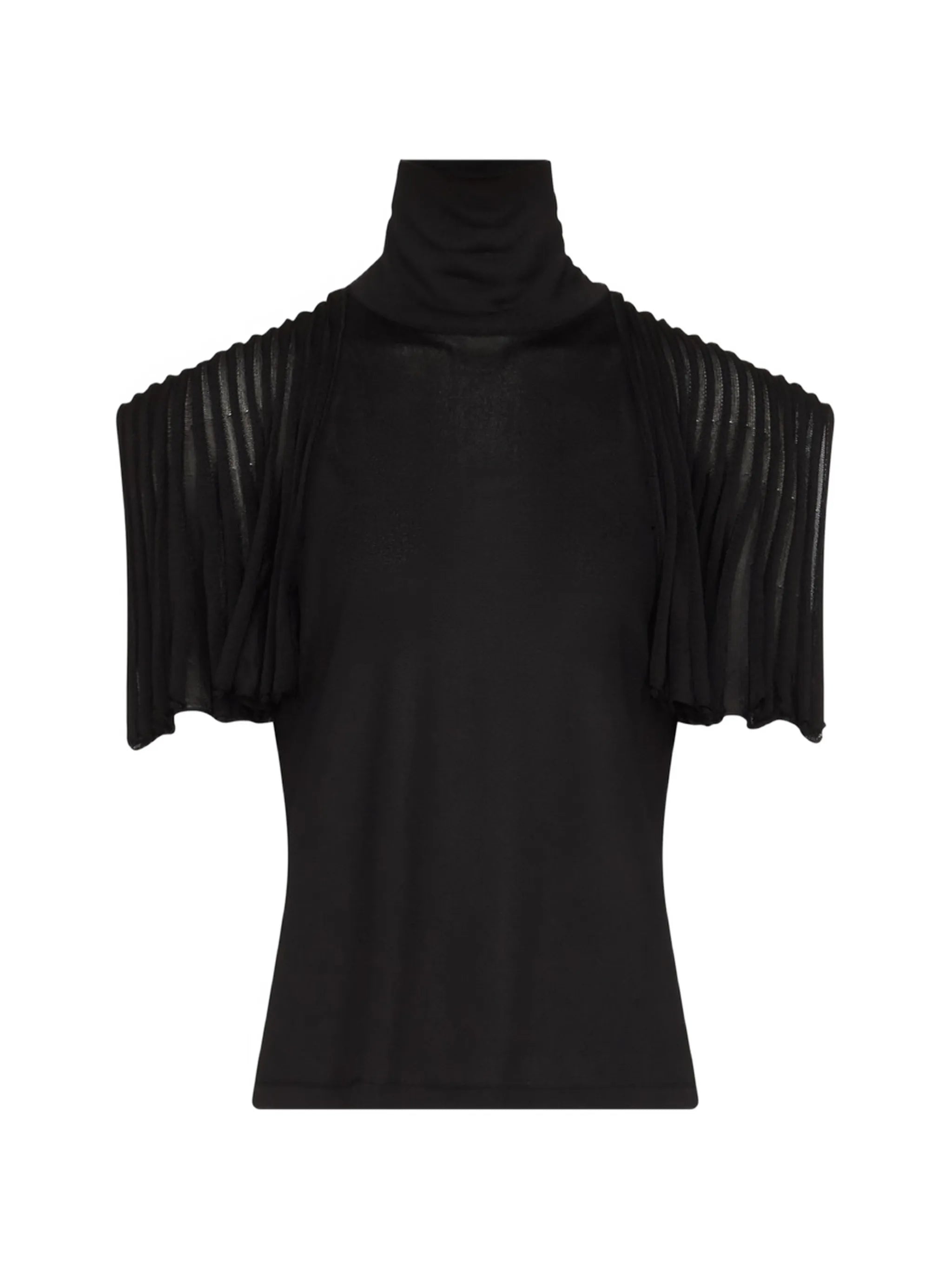 Leaf-Godet roll-neck top