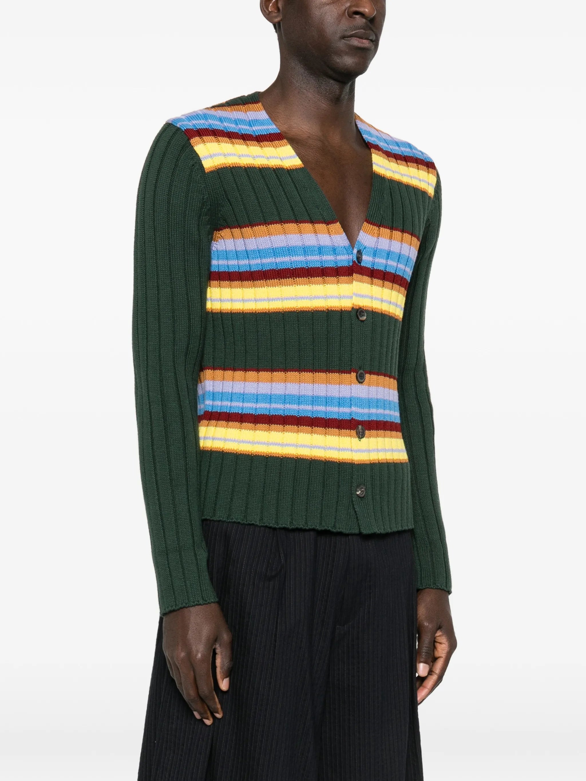 striped ribbed cardigan