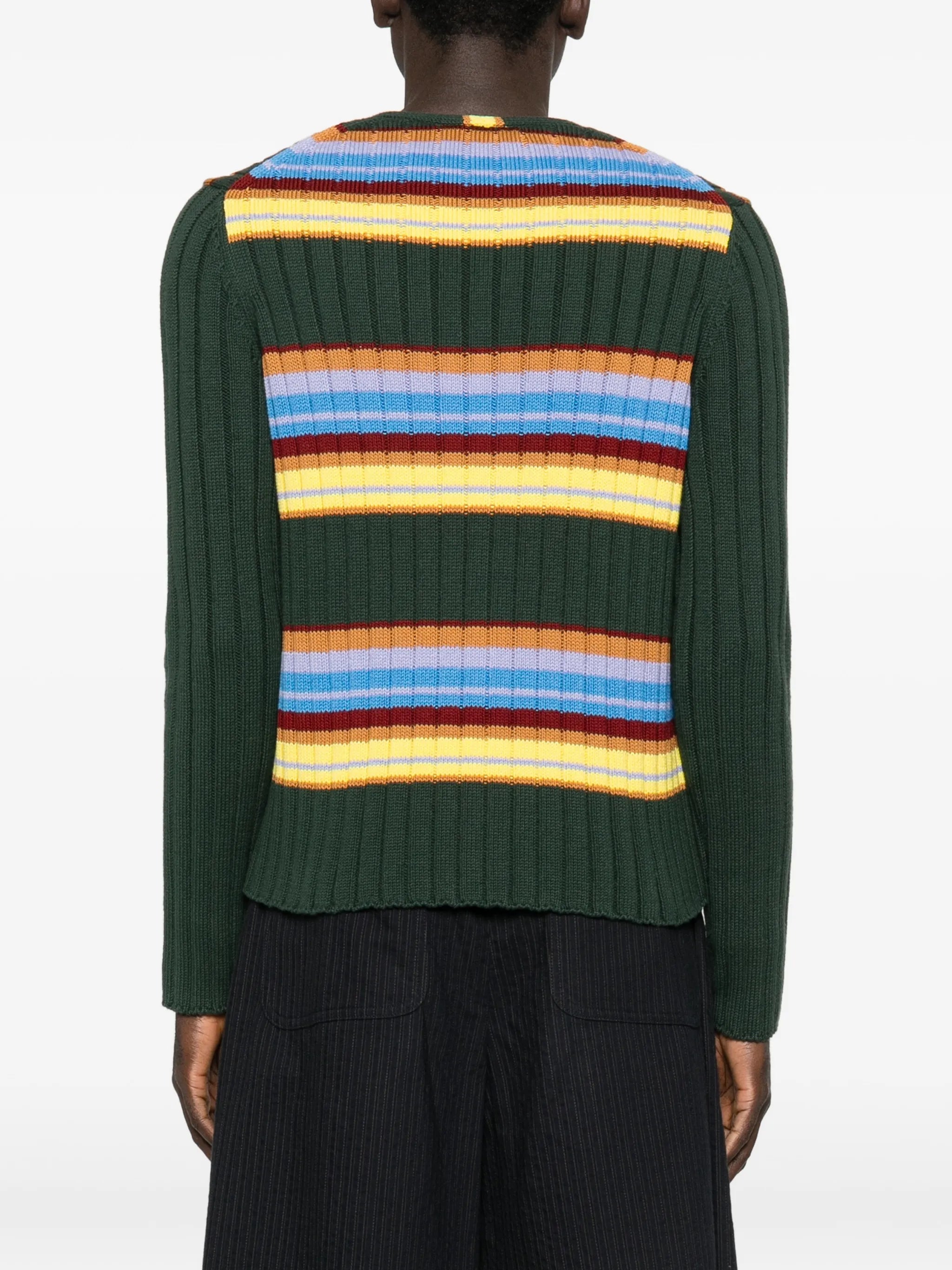 striped ribbed cardigan