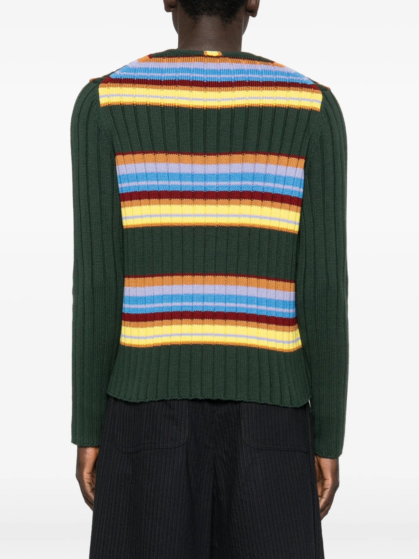 striped ribbed cardigan