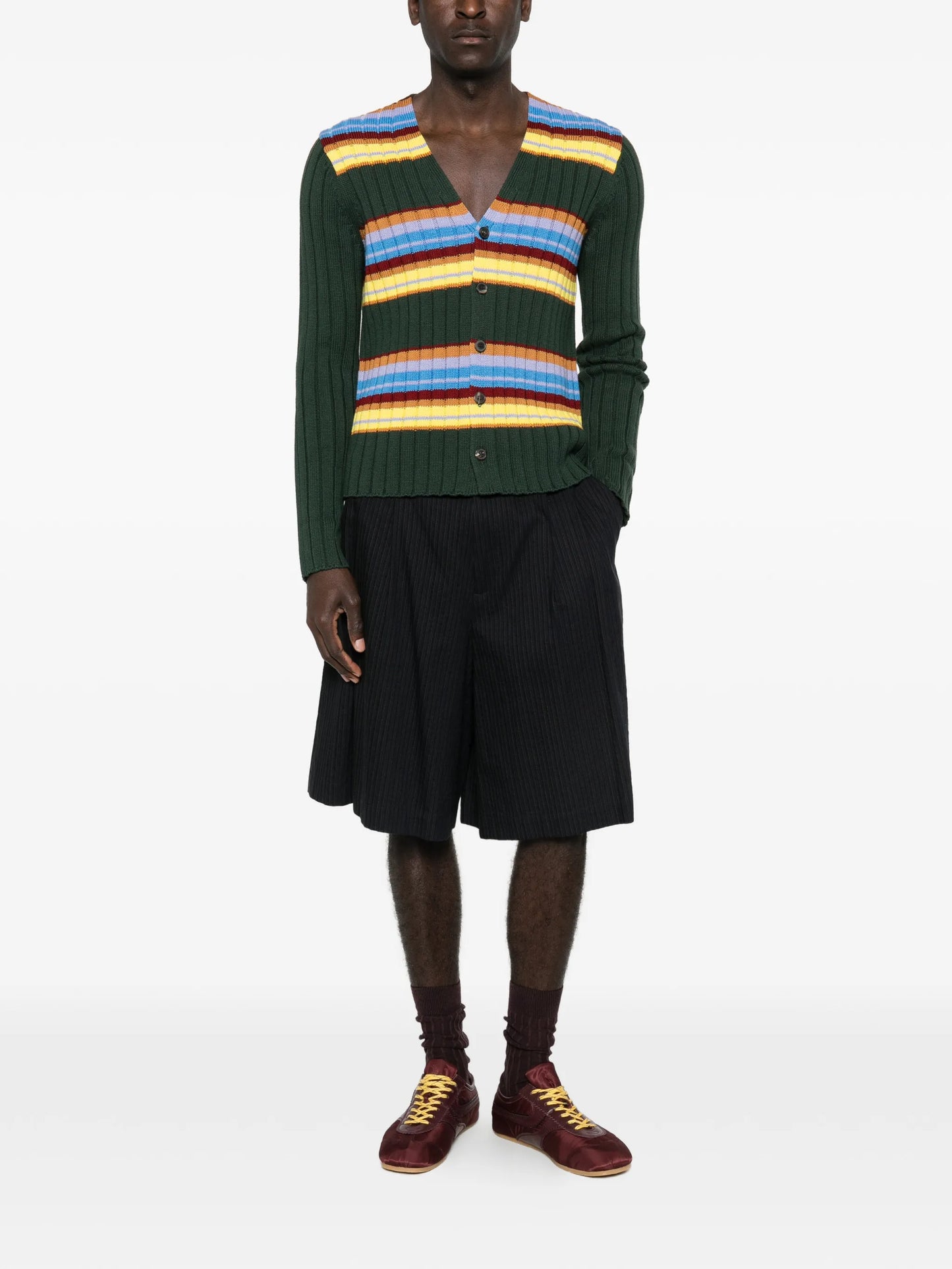 striped ribbed cardigan