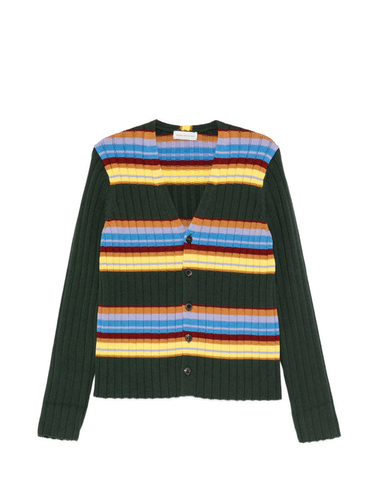 striped ribbed cardigan