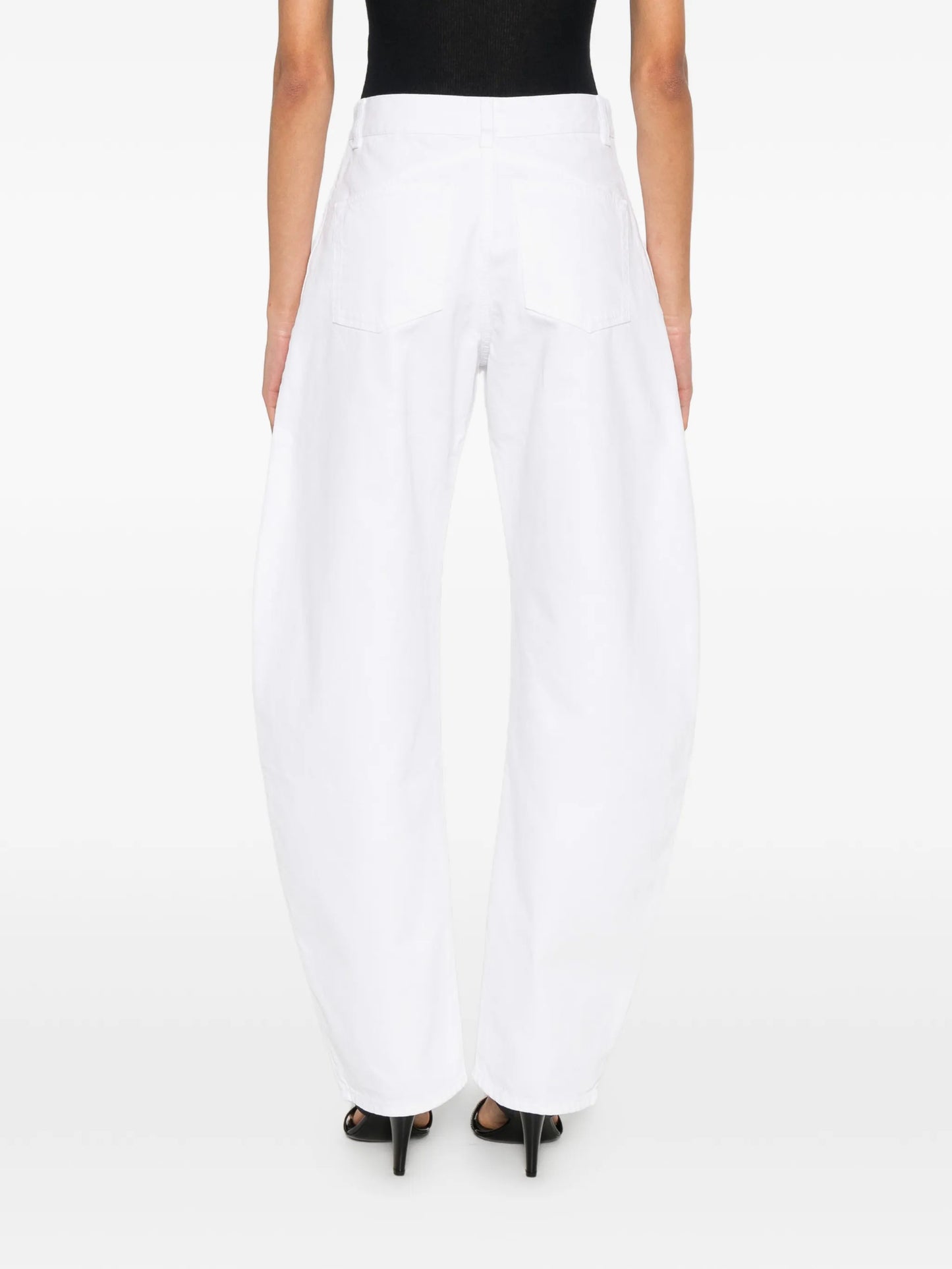 low-waist tapered jeans