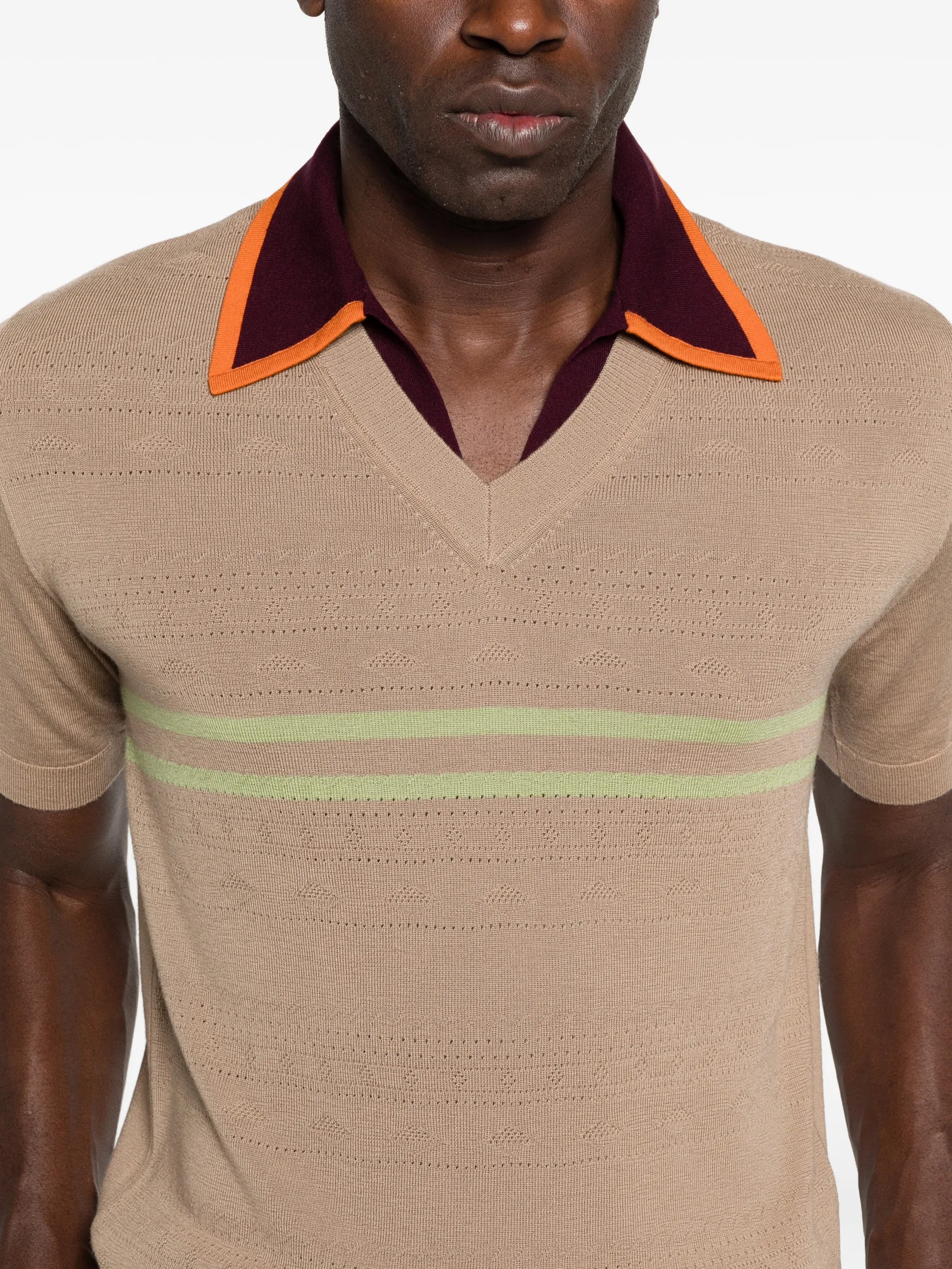 striped V-neck T-shirt
