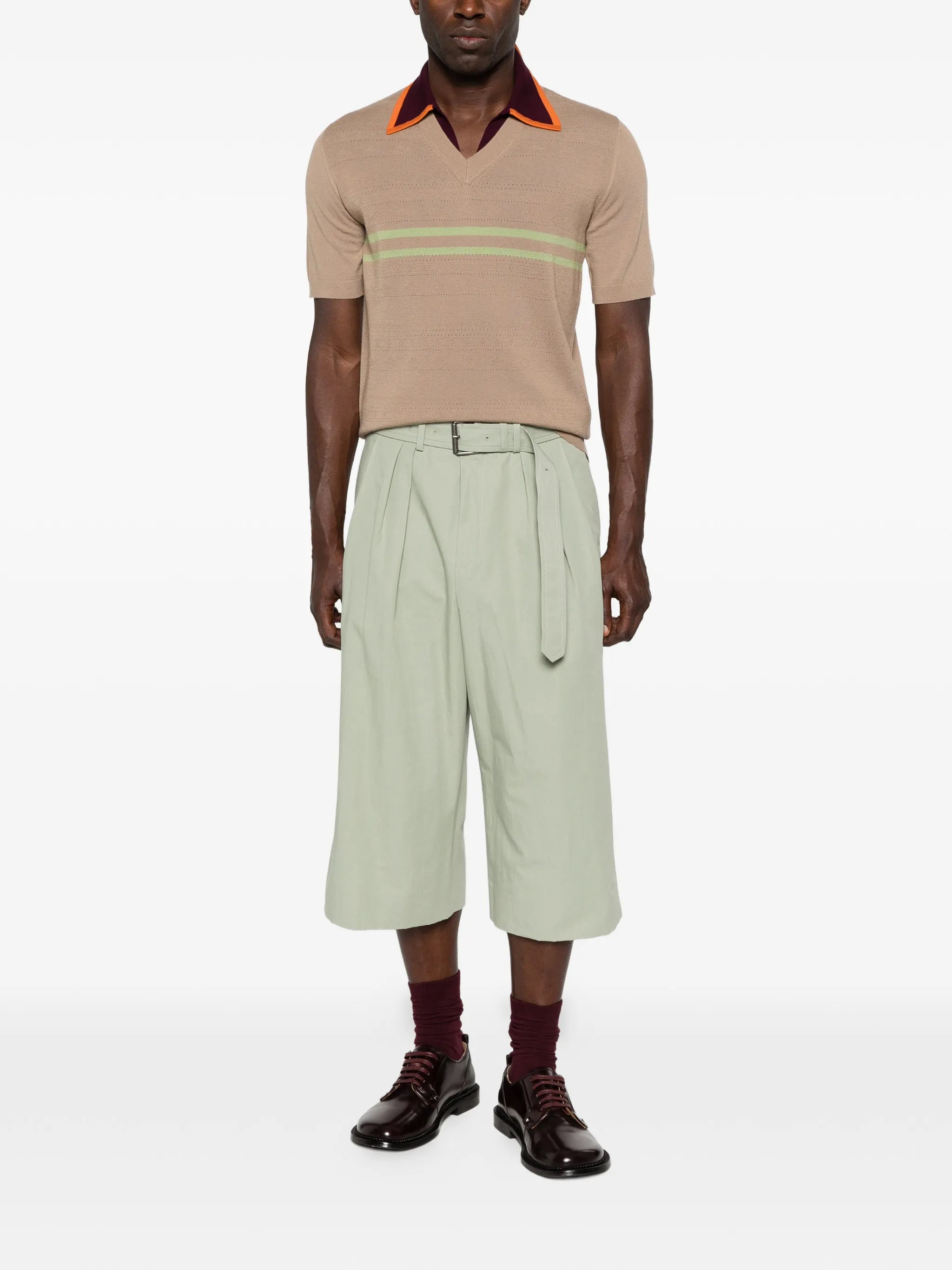 striped V-neck T-shirt