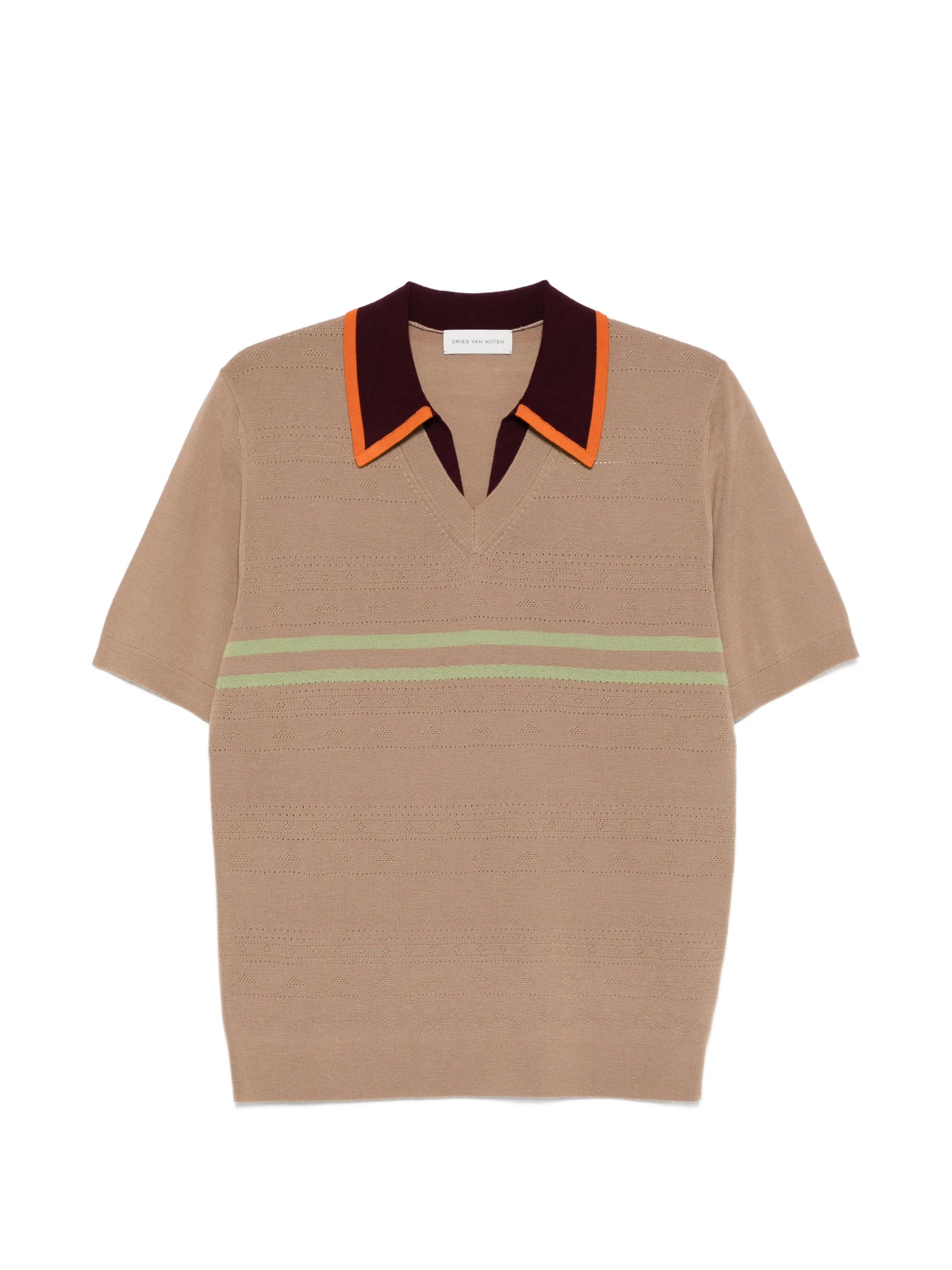 striped V-neck T-shirt