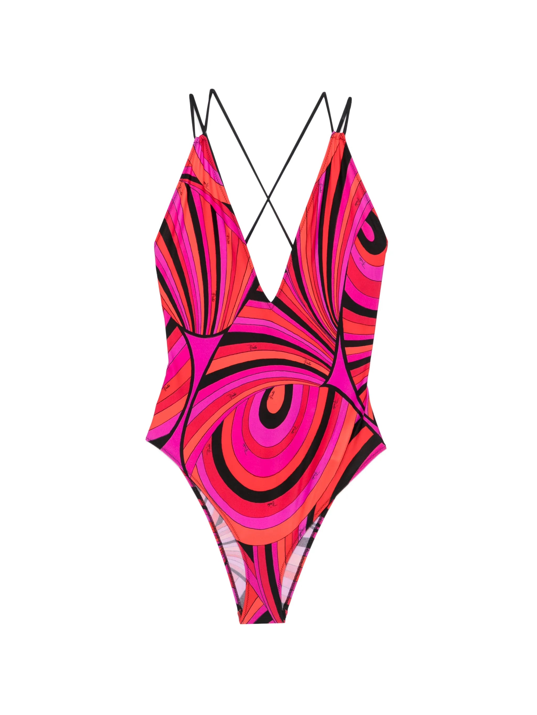 Iride-print V-neck swimsuit