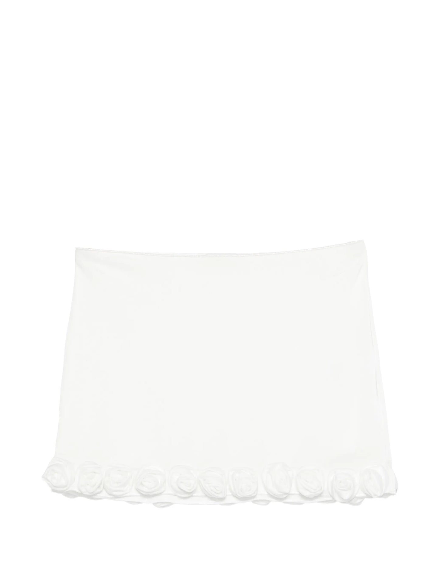 rose-appliqué mini skirt