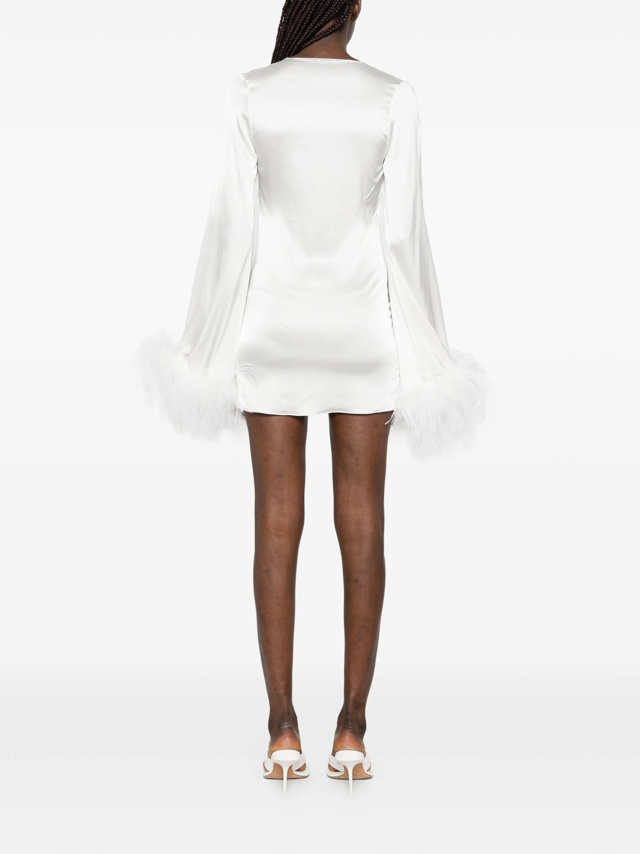 feather-trim mini dress
