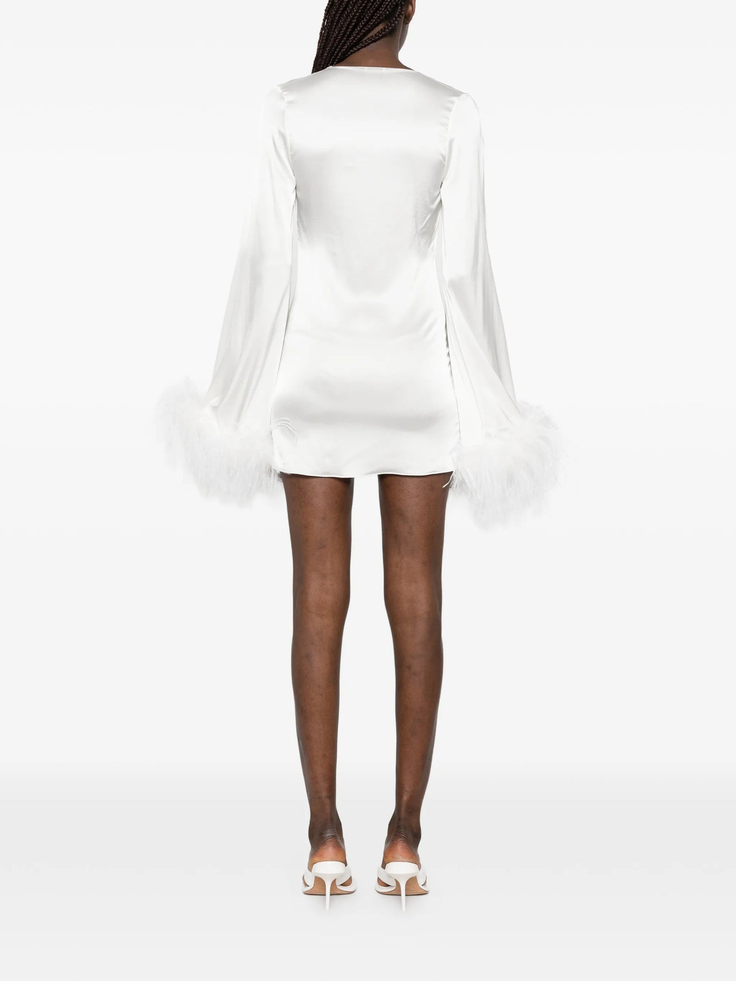 feather-trim mini dress