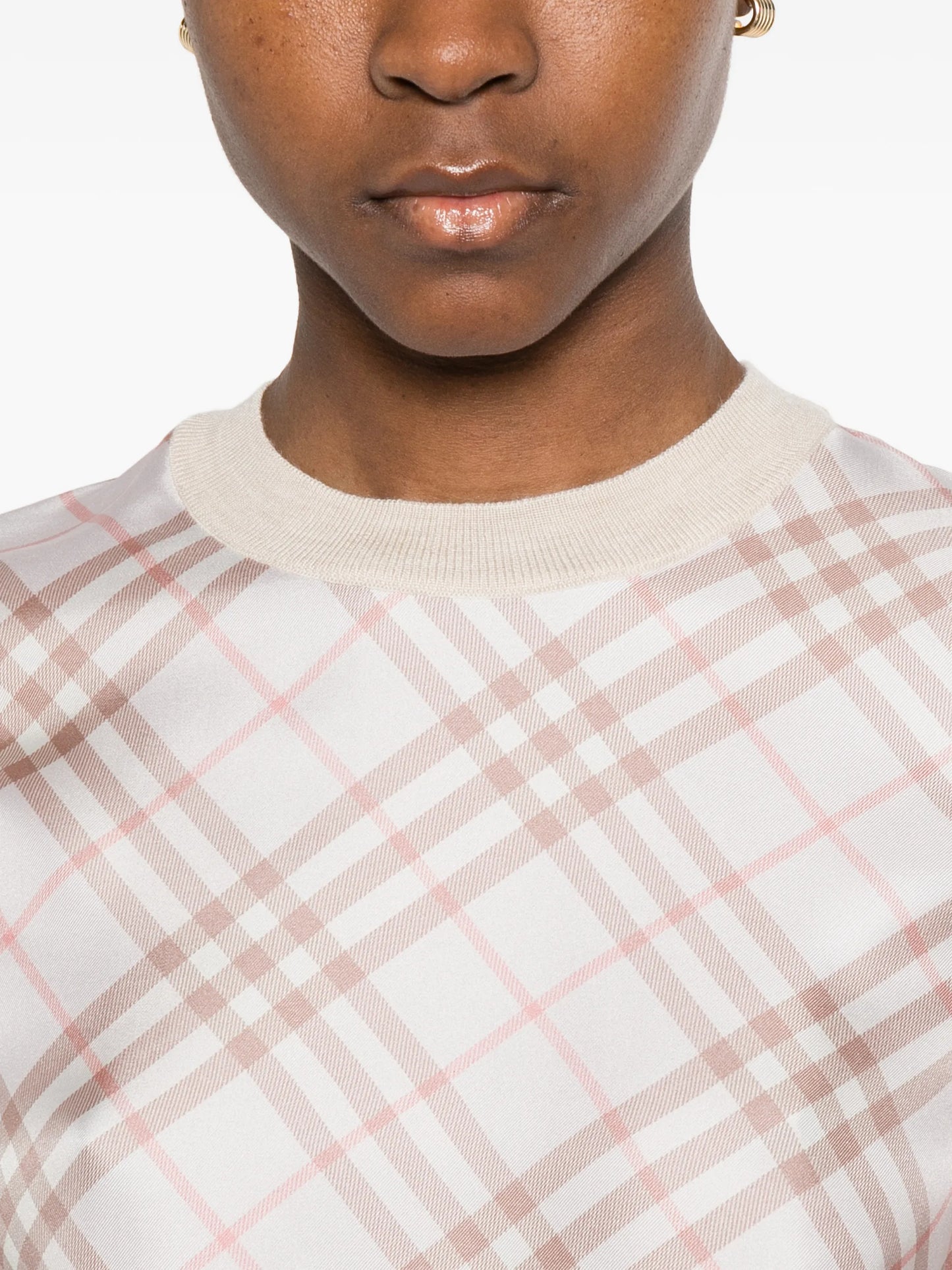 Check short-sleeved T-shirt