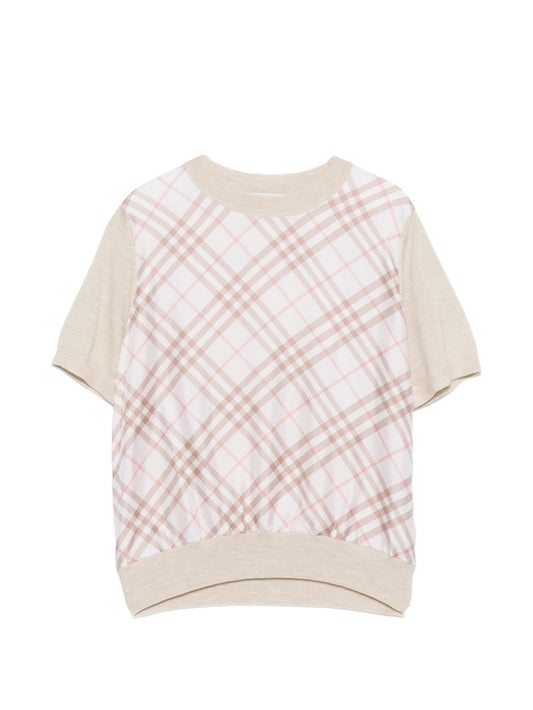 Check short-sleeved T-shirt