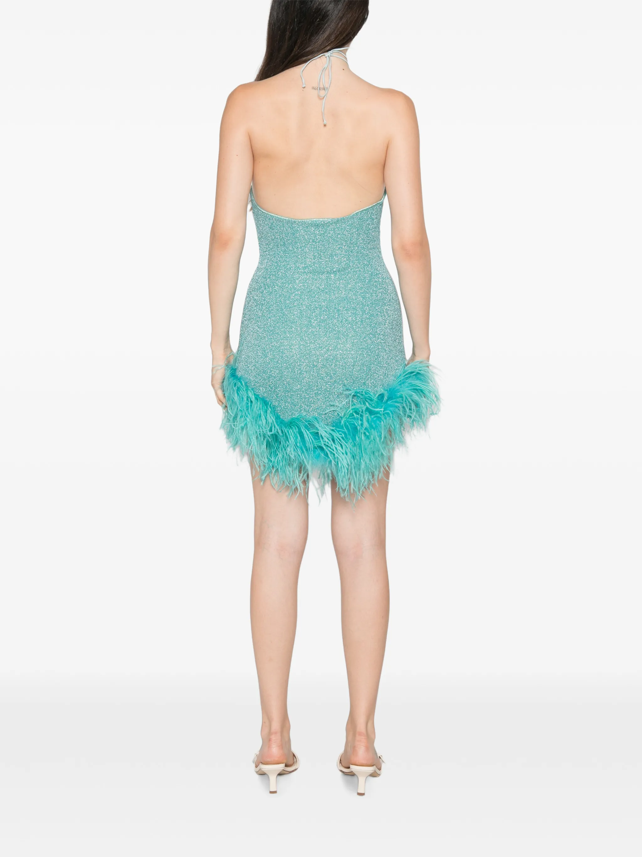 Lumiere feather-trim mini dress