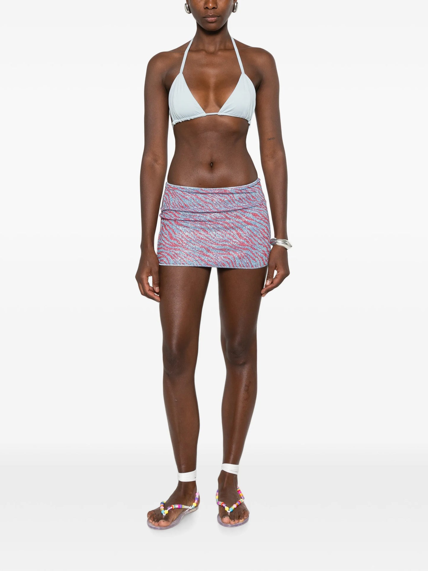 animal-print mini skirt