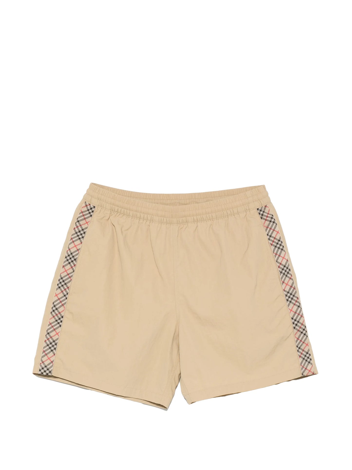check-stripe swim shorts