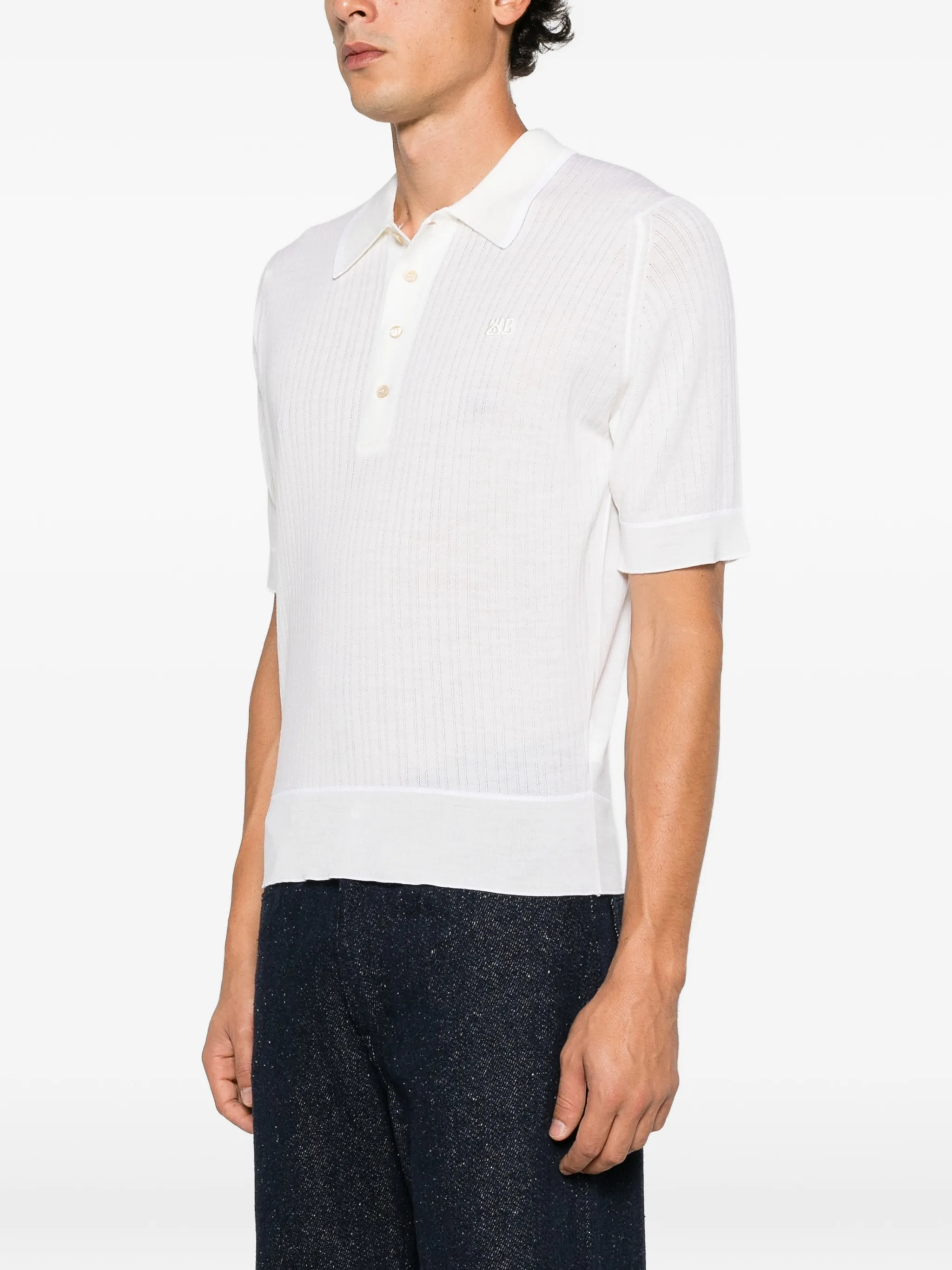 Blessings lace-knit polo shirt