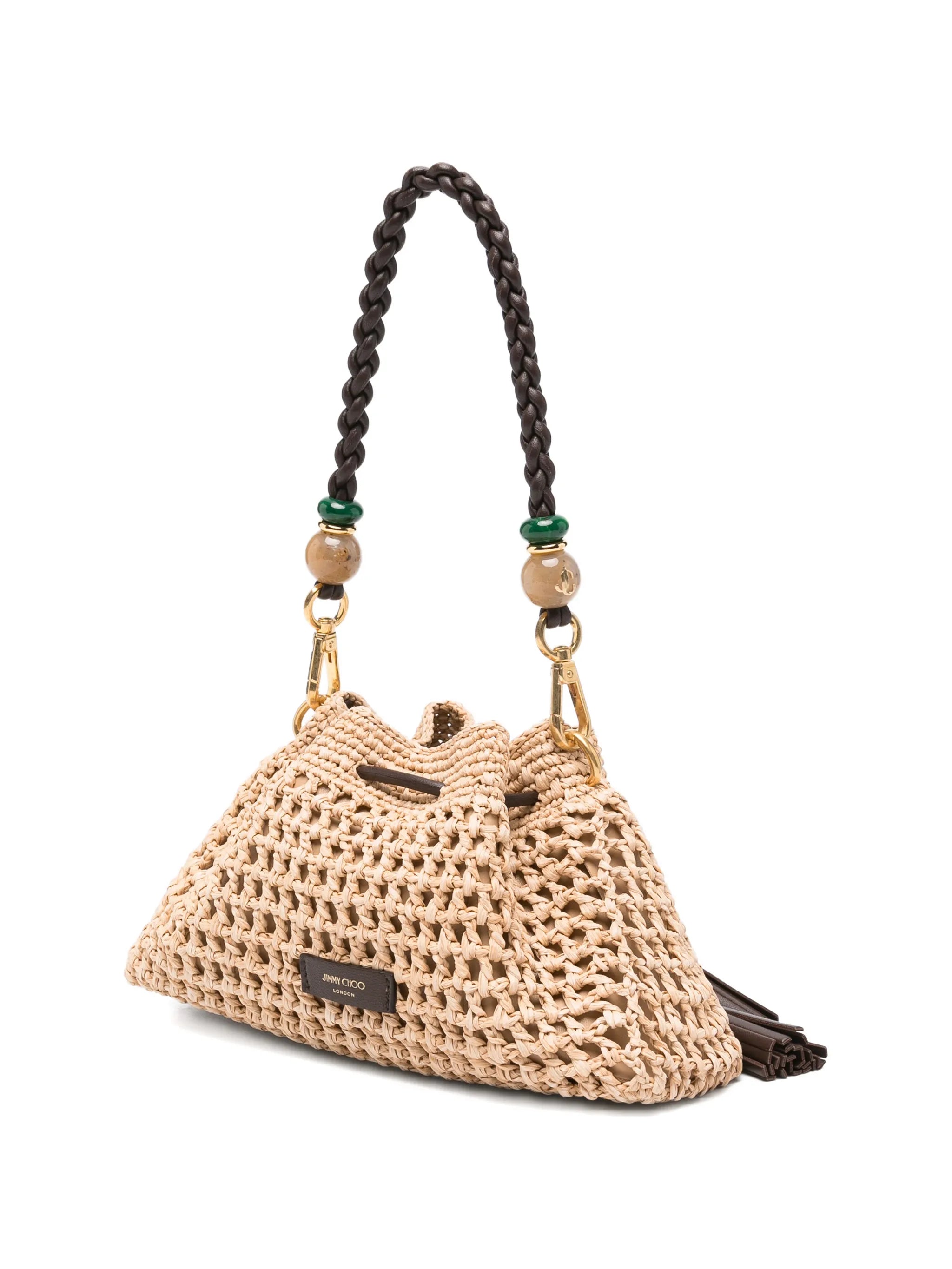 small Cinch raffia tote bag