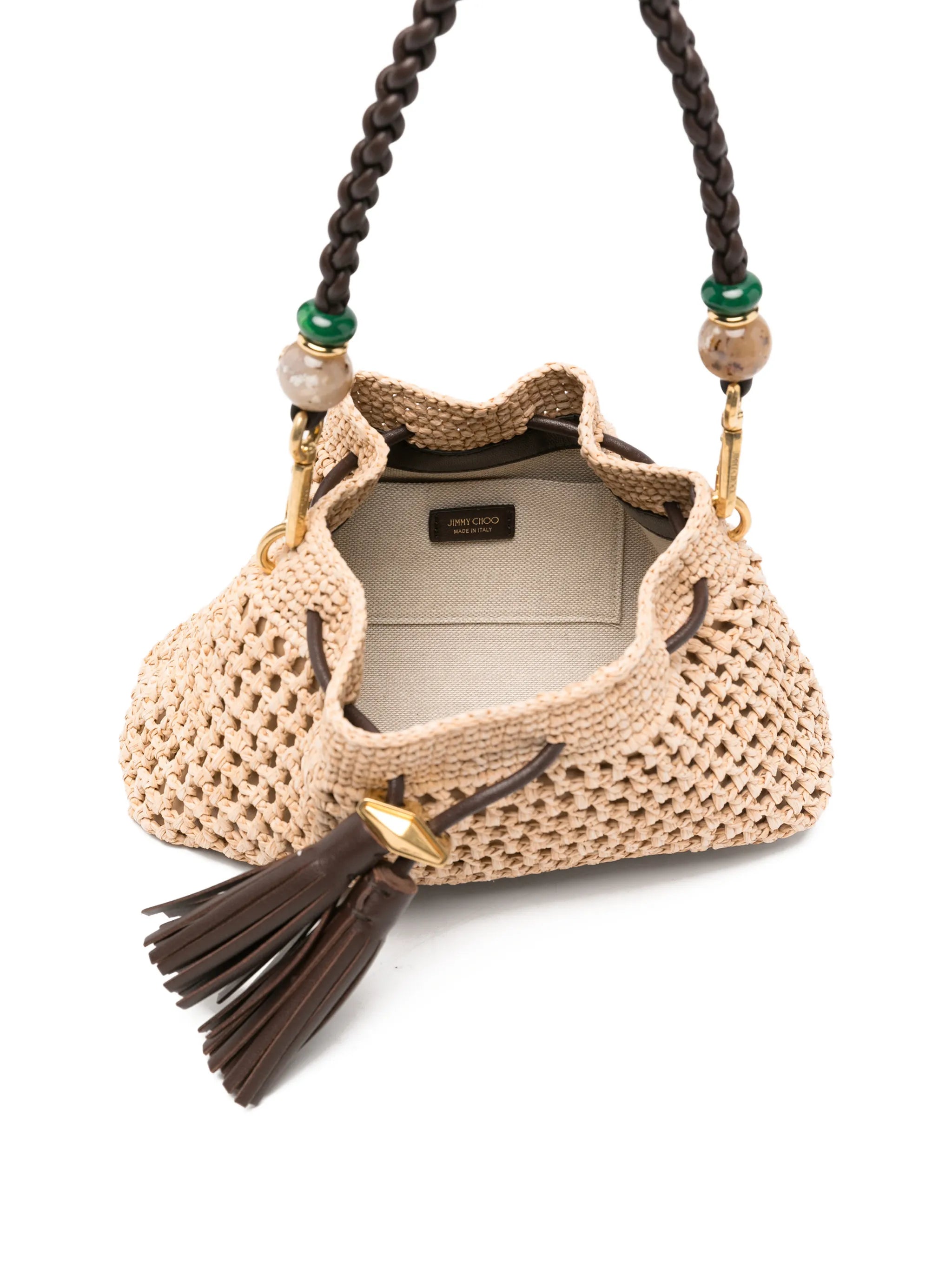 small Cinch raffia tote bag