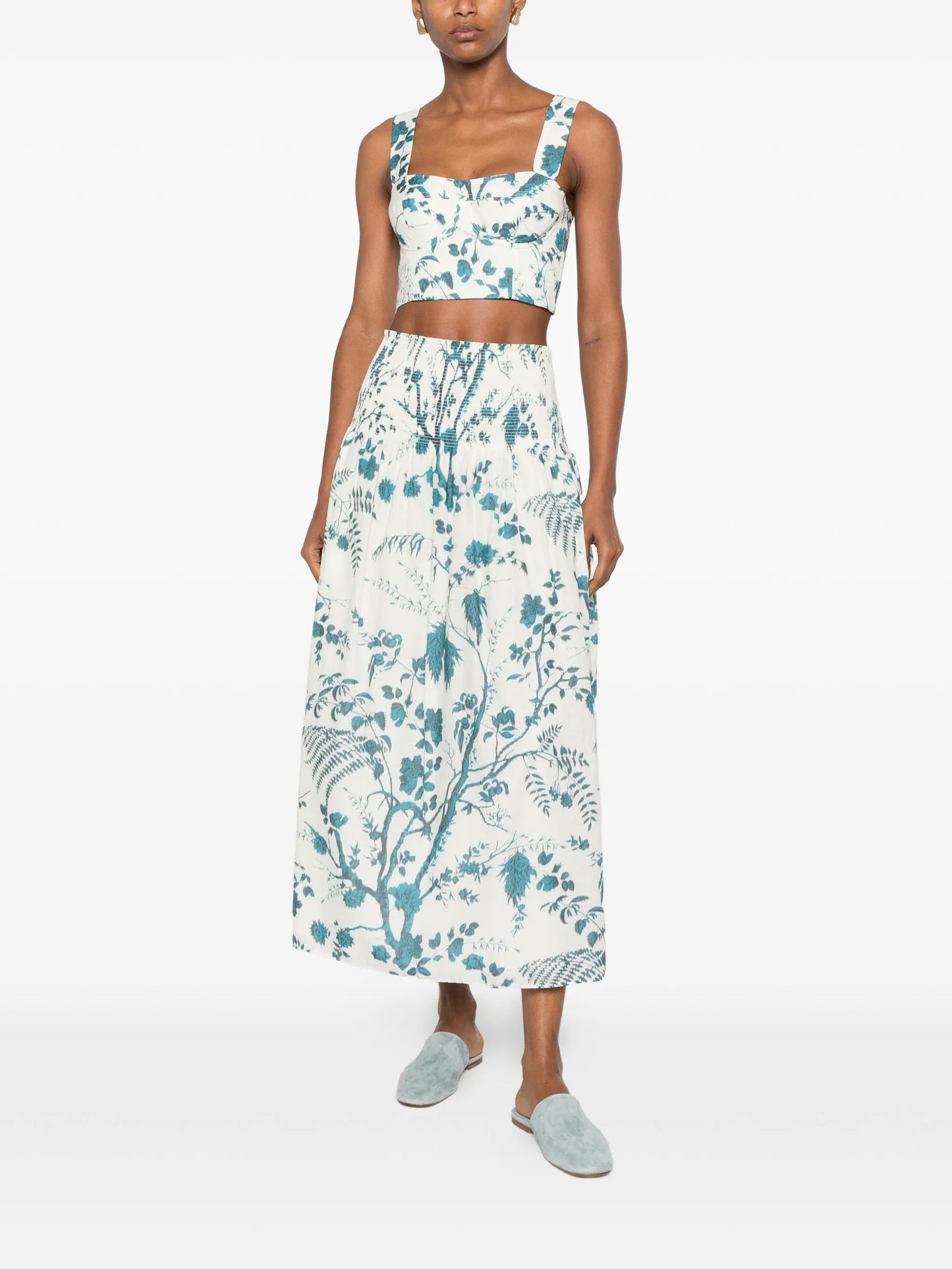 floral-print crop top