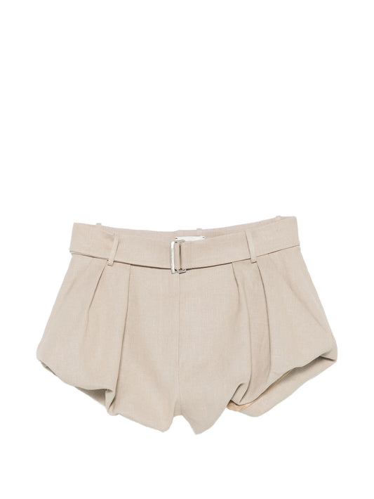 belted pleated shorts