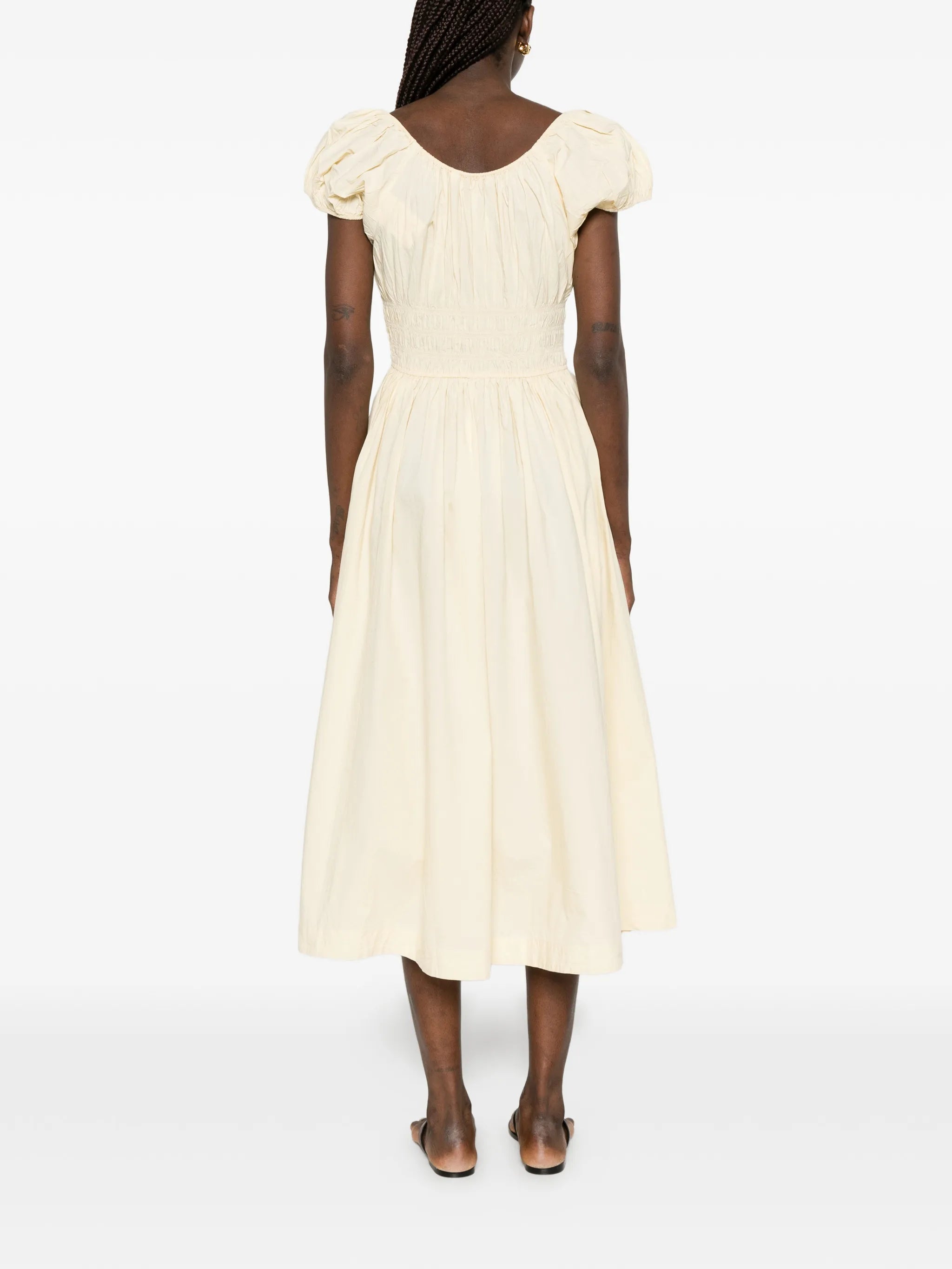 Quinn puff-sleeves midi dress