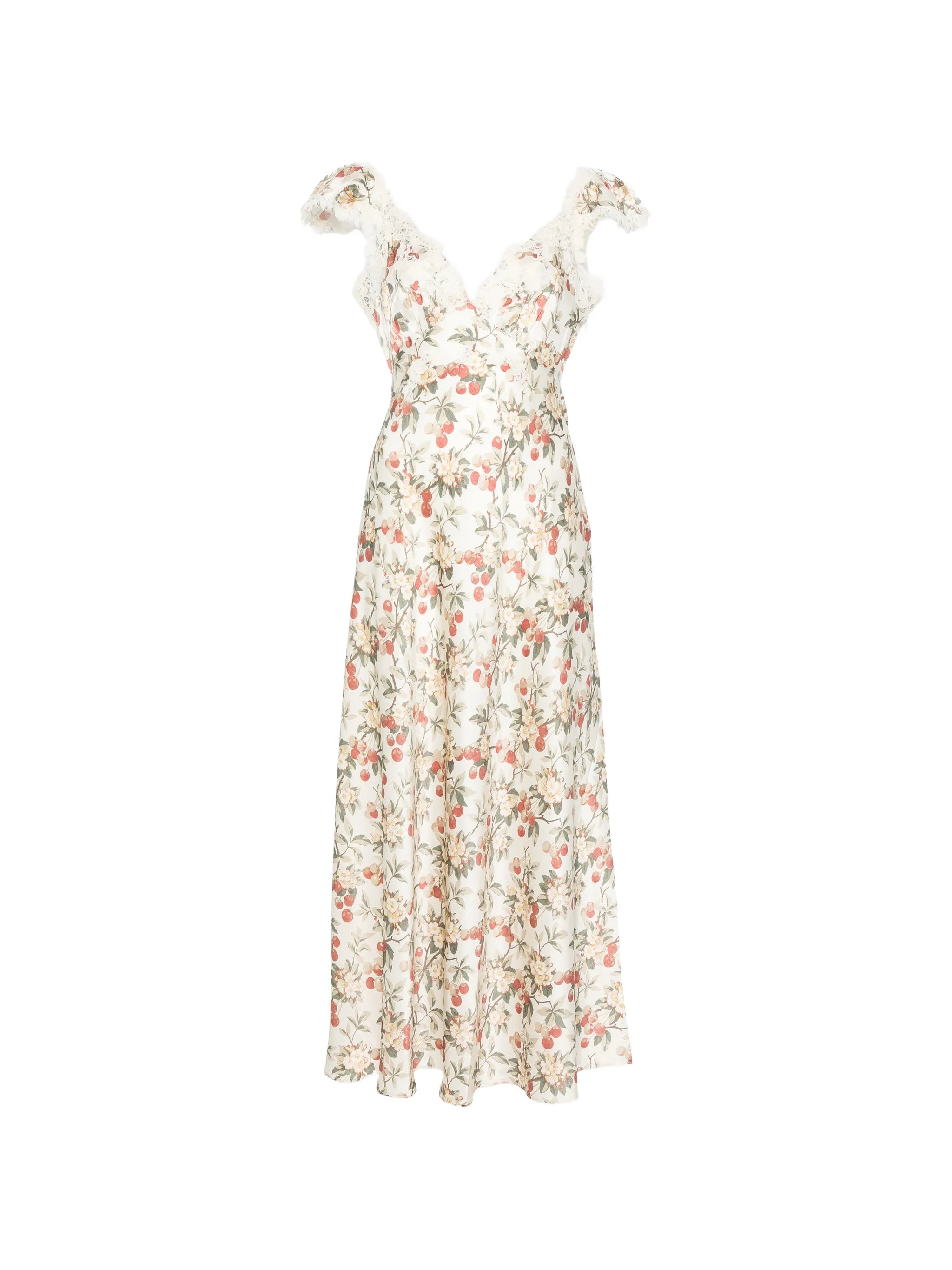 Fiona lace-trim floral-print midi dress