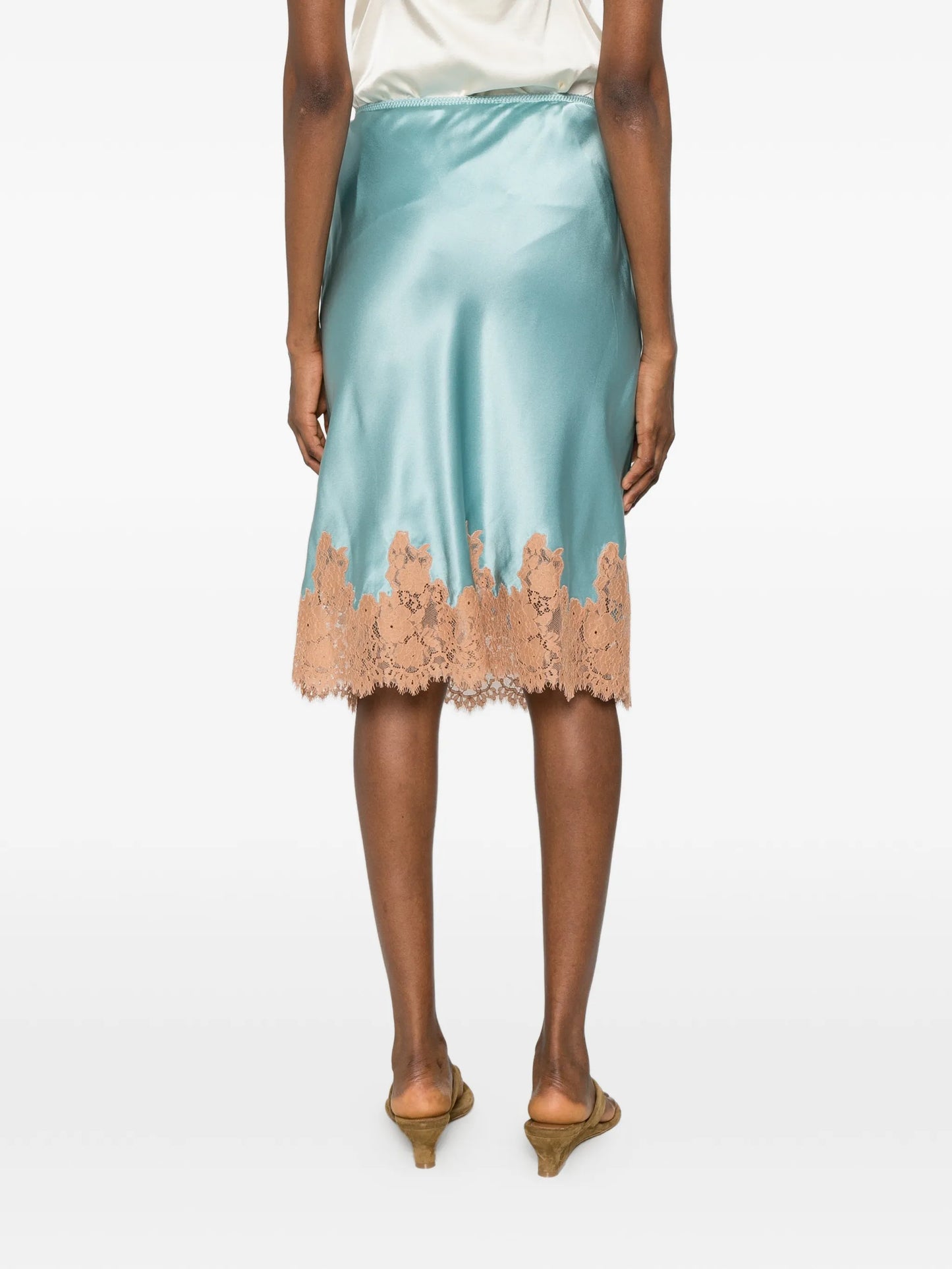 Elowette lace-trim midi skirt