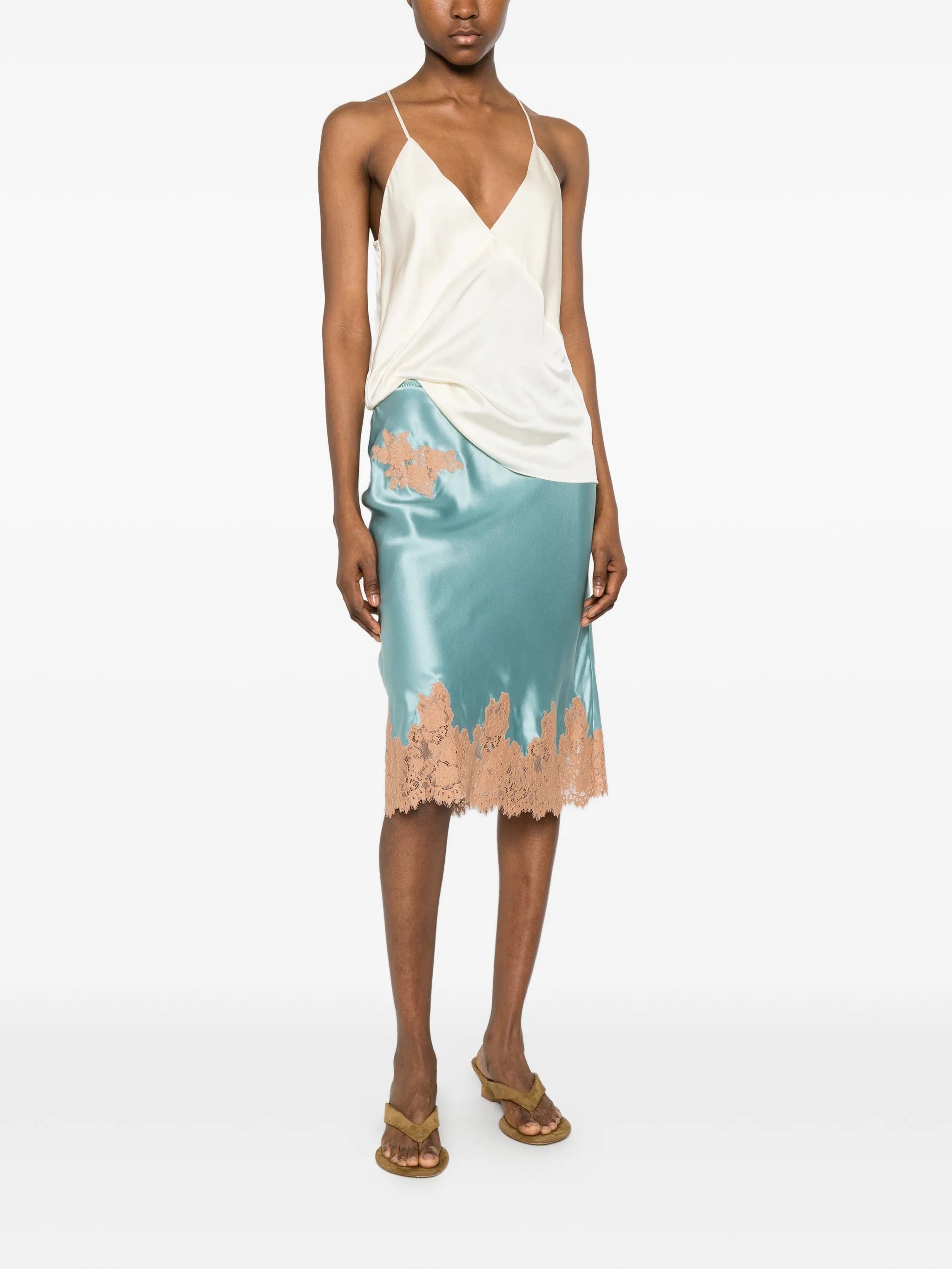 Elowette lace-trim midi skirt