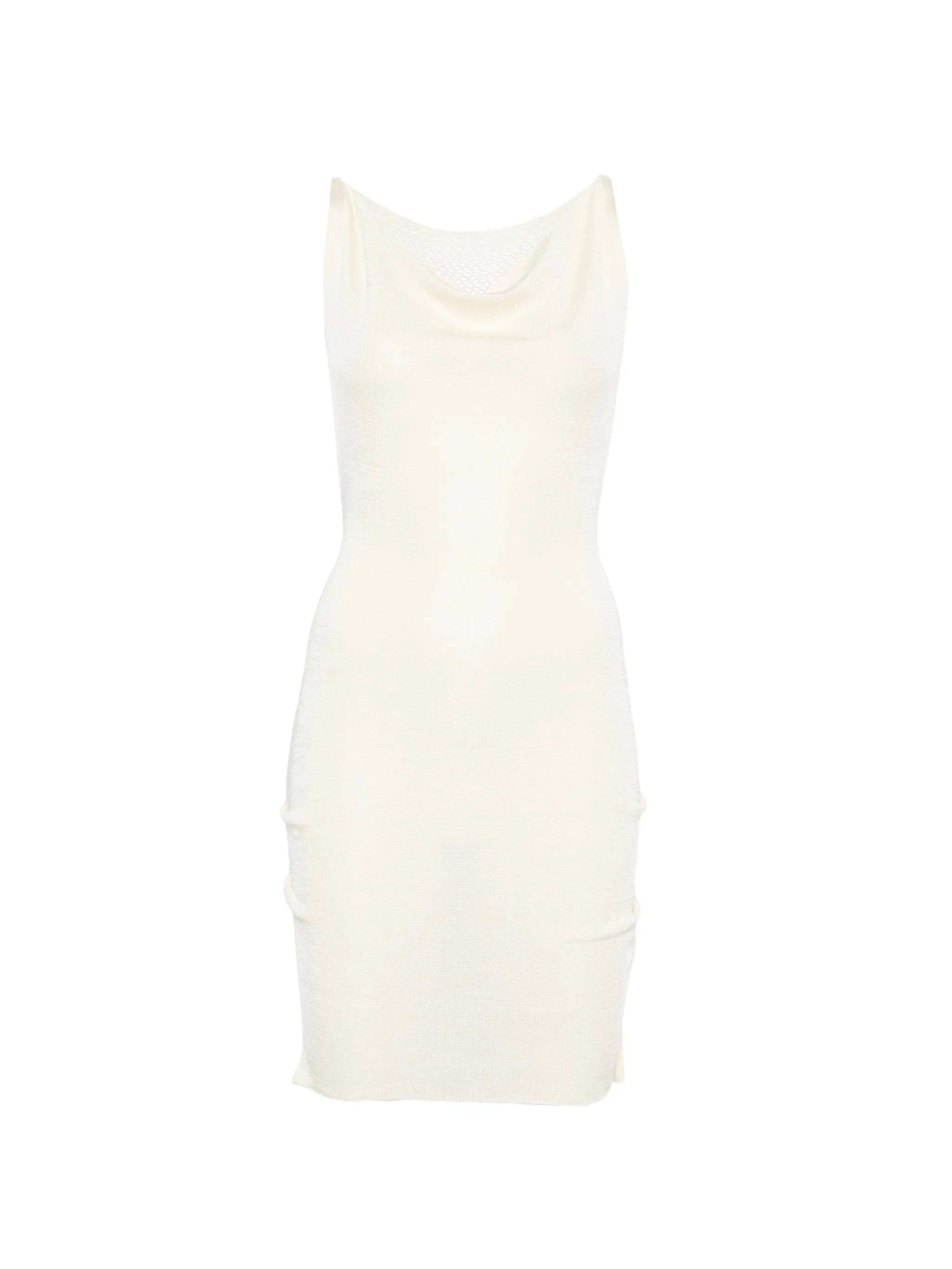 cowl-neck mini dress