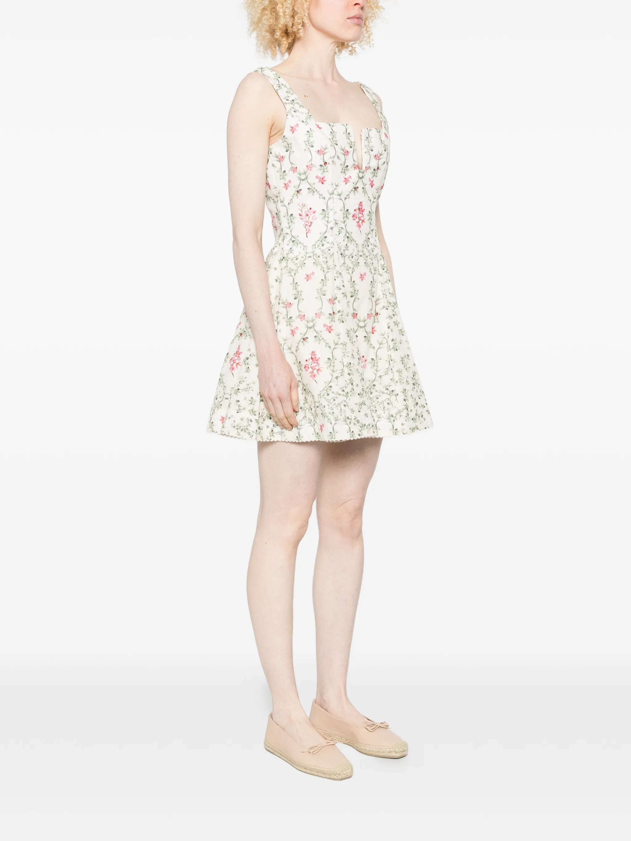 floral-print mini dress