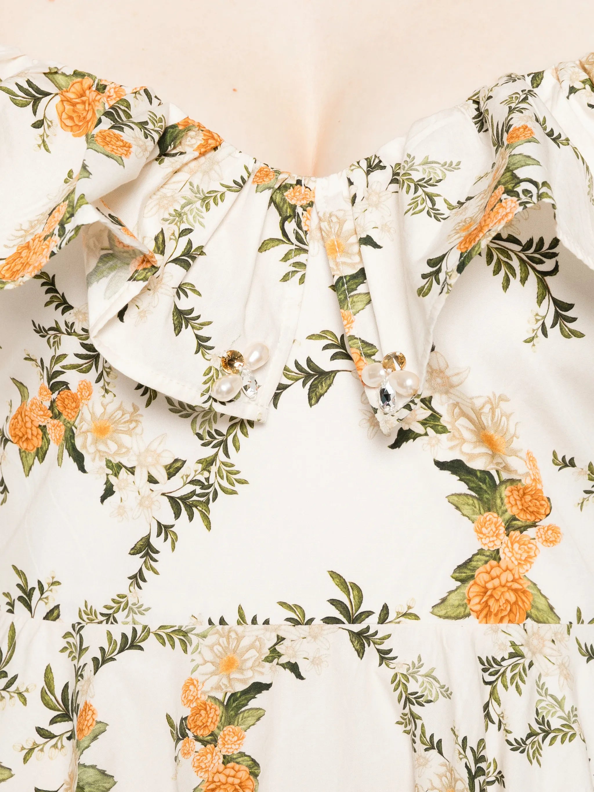 ruffled floral-print mini dress