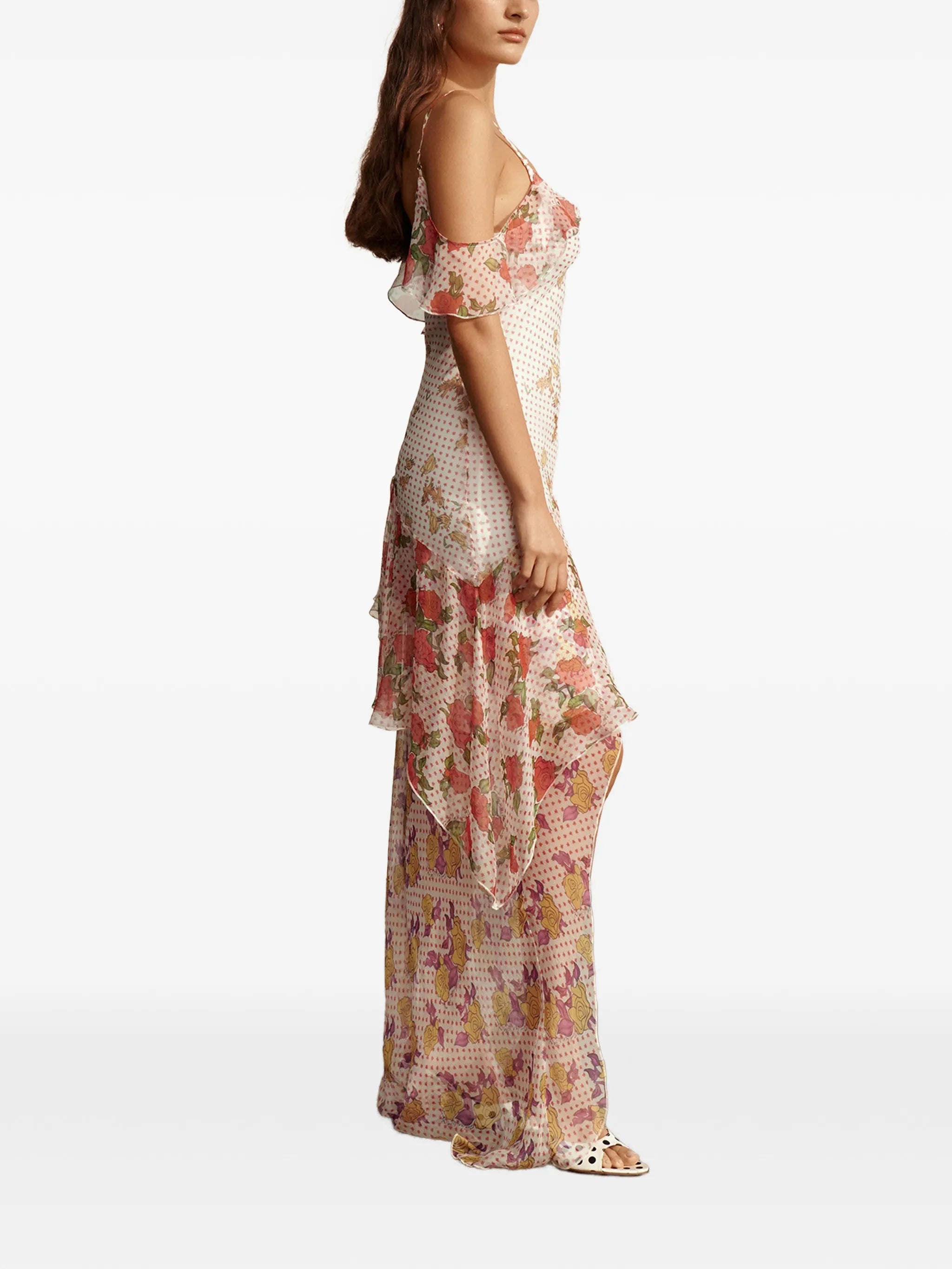 ruffled silk-chiffon maxi dress