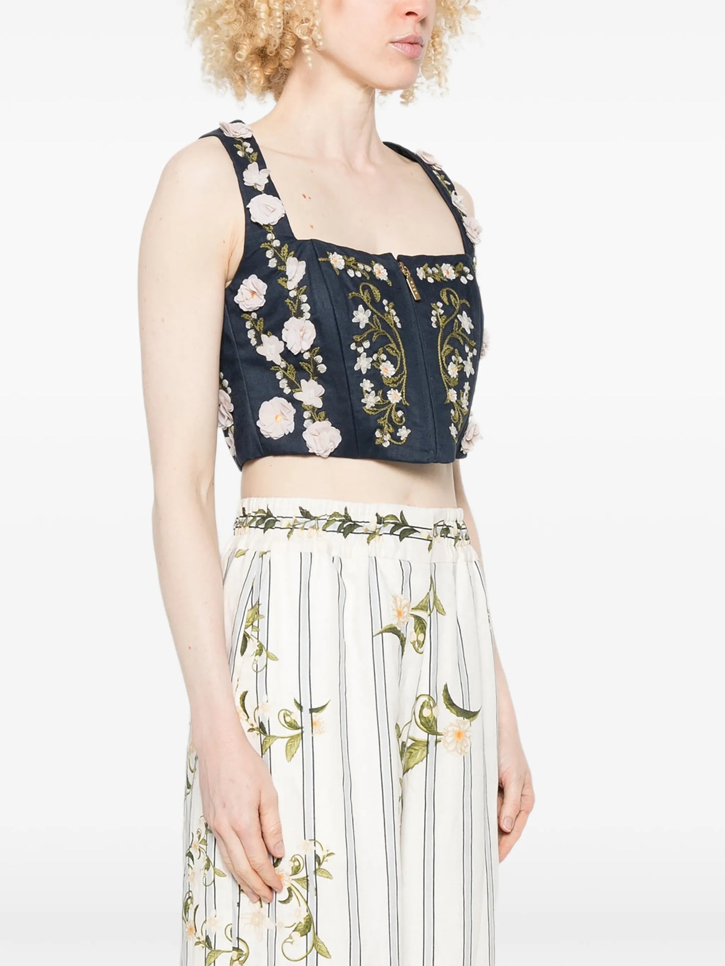 floral-embellished top
