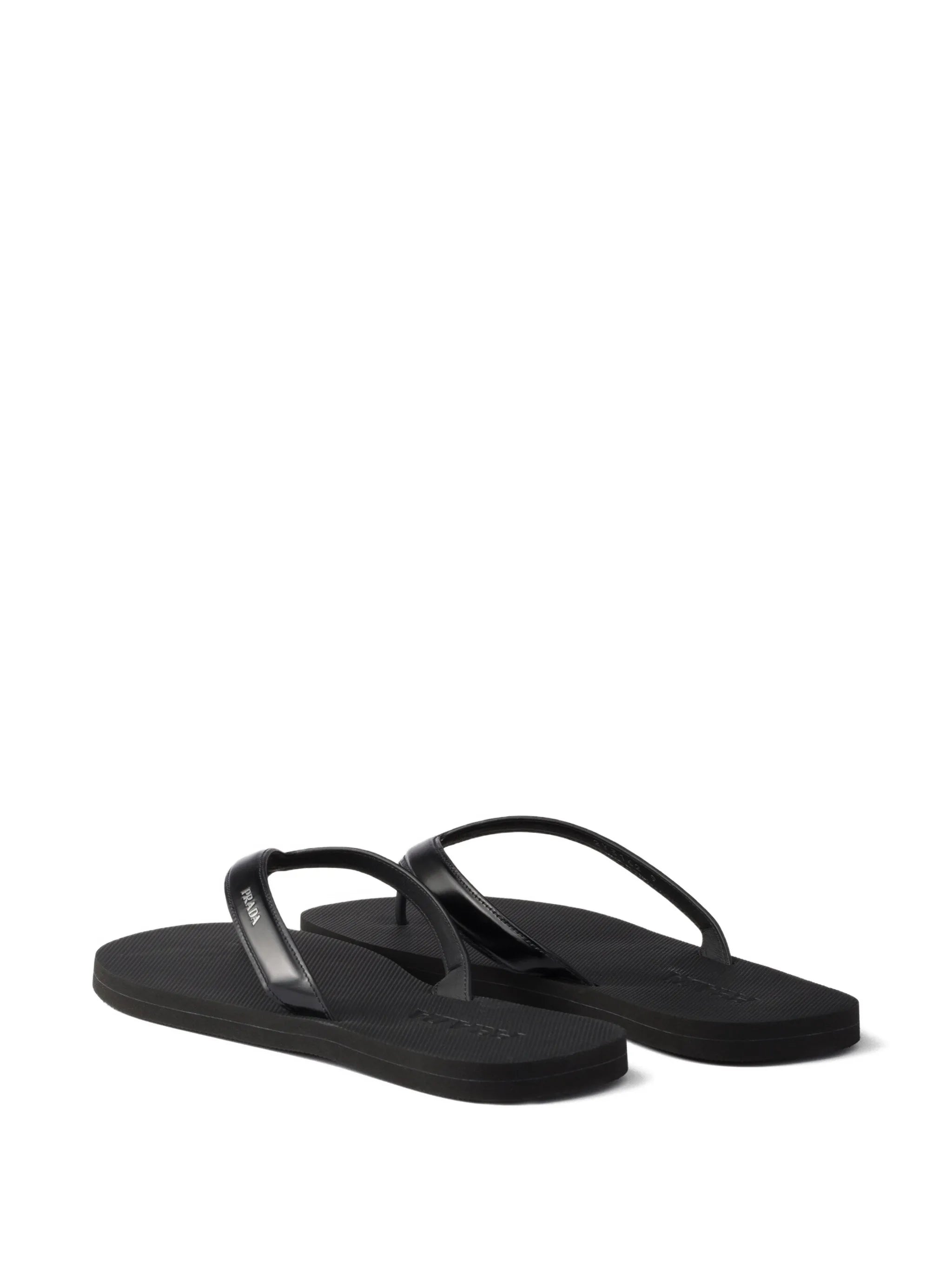 logo-embossed leather flip-flop sandals