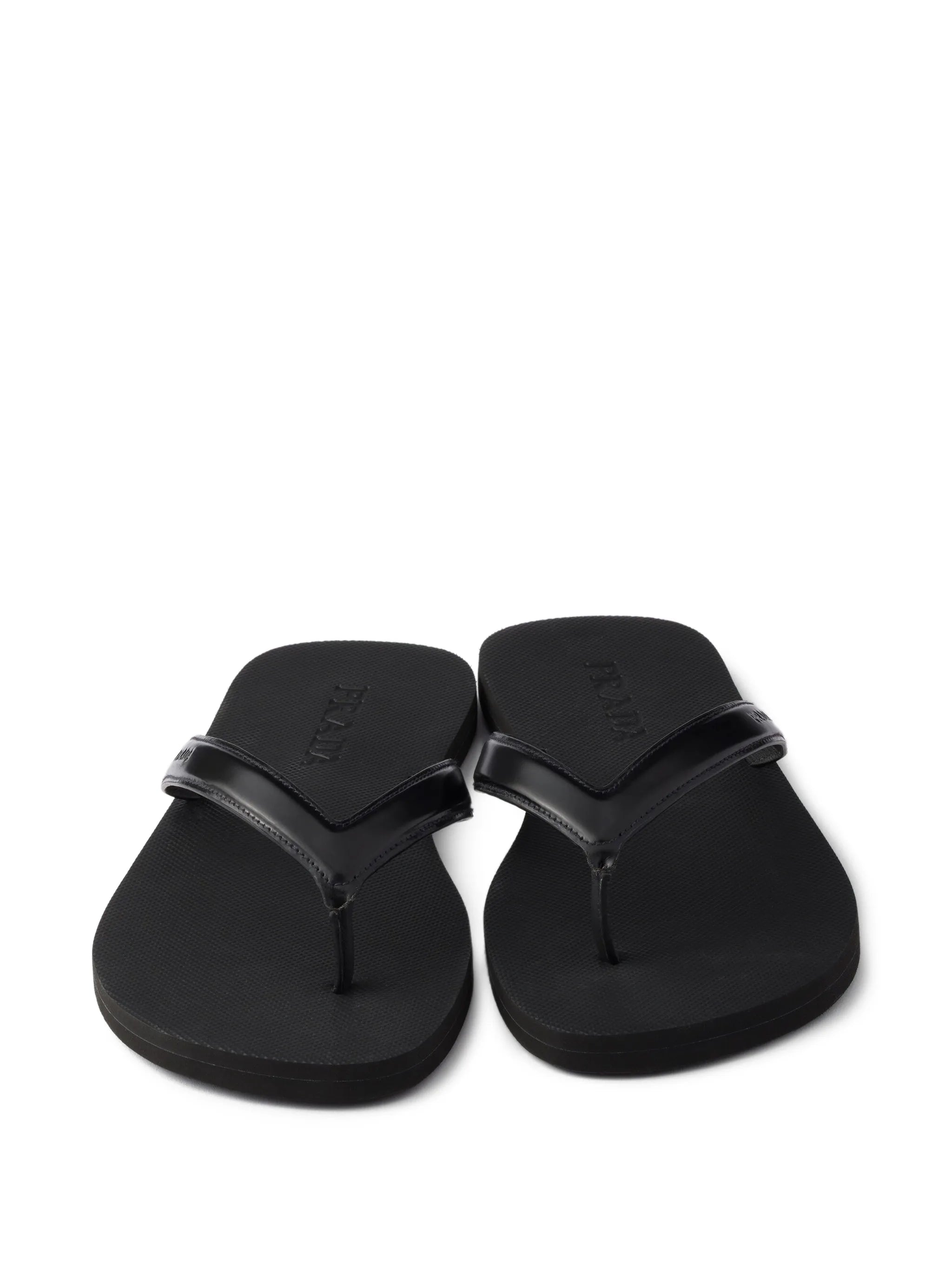 logo-embossed leather flip-flop sandals