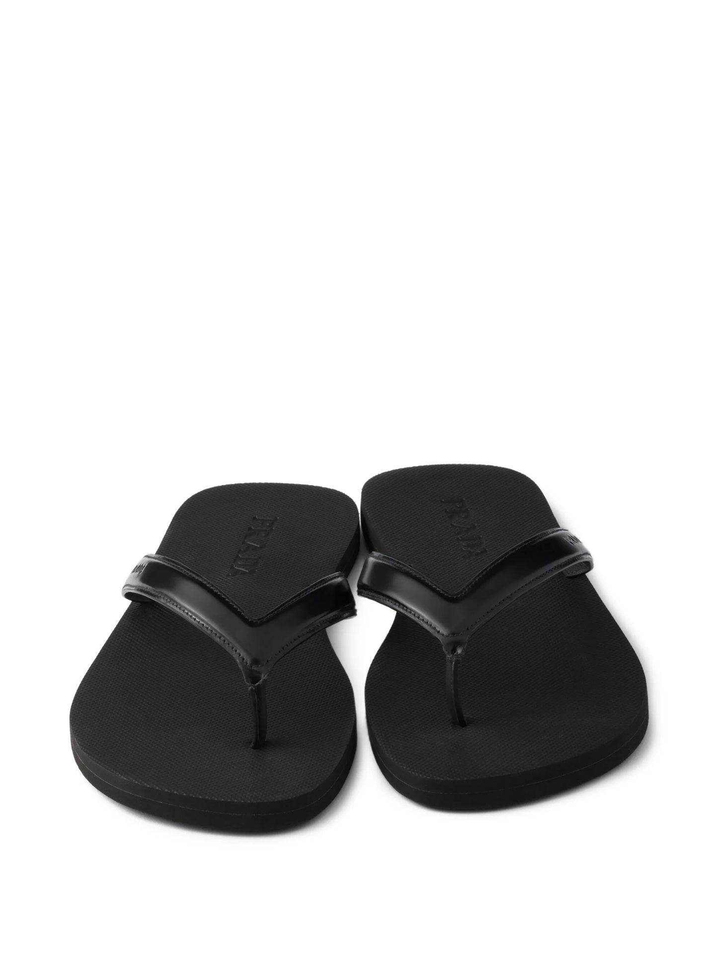 logo-embossed leather flip-flop sandals