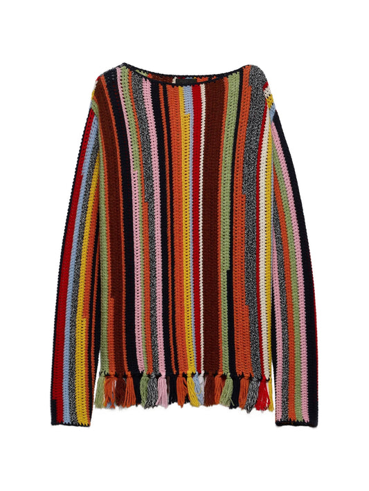 fringed boat-neck sweater