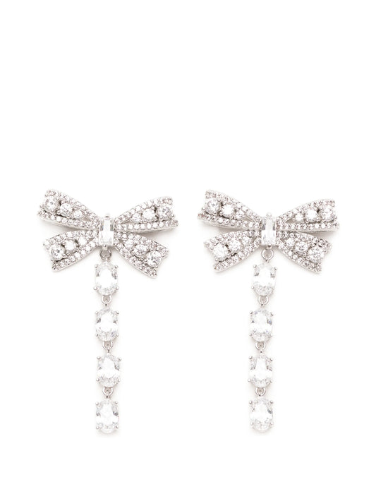 crystal-bow drop earrings