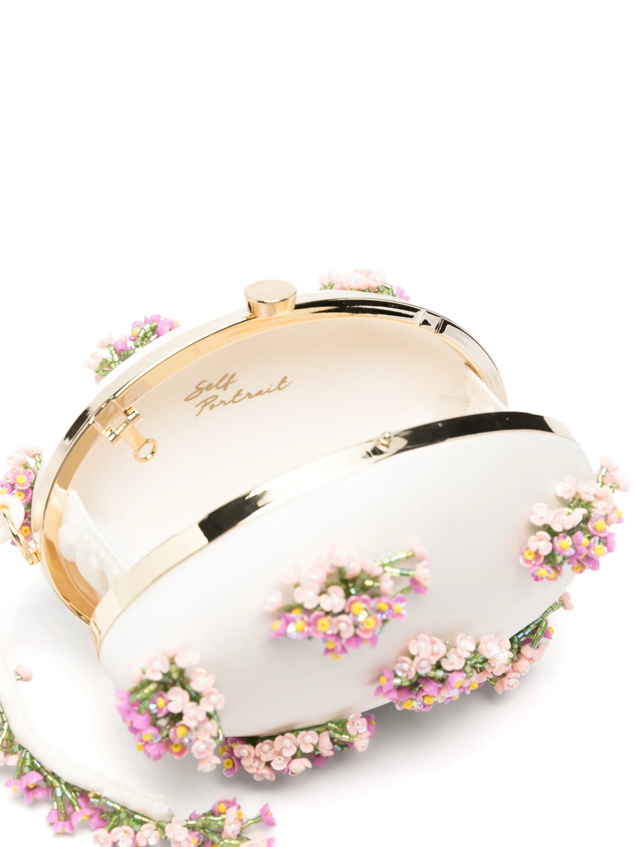 flower-embellishment clutch bag