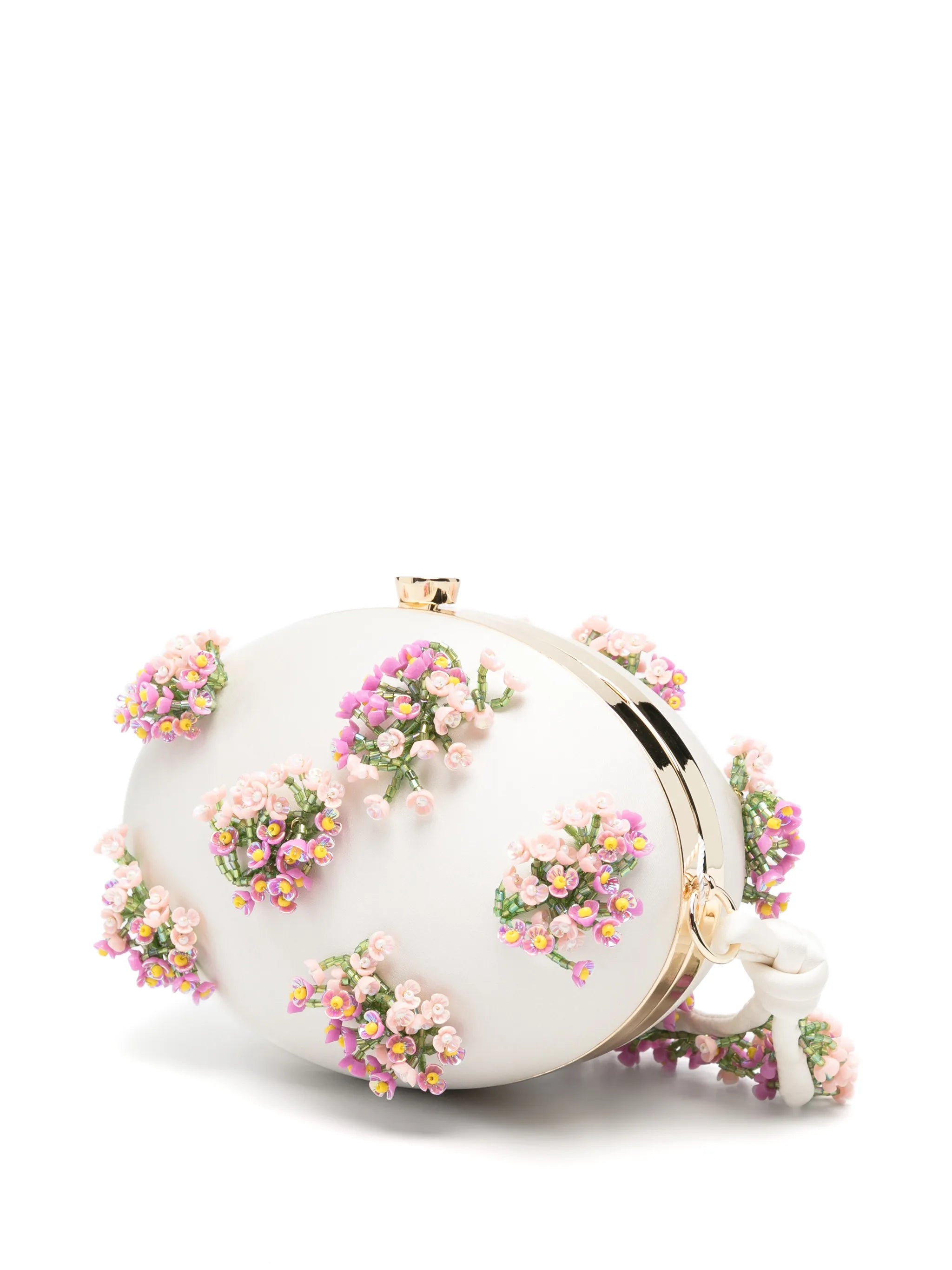 flower-embellishment clutch bag