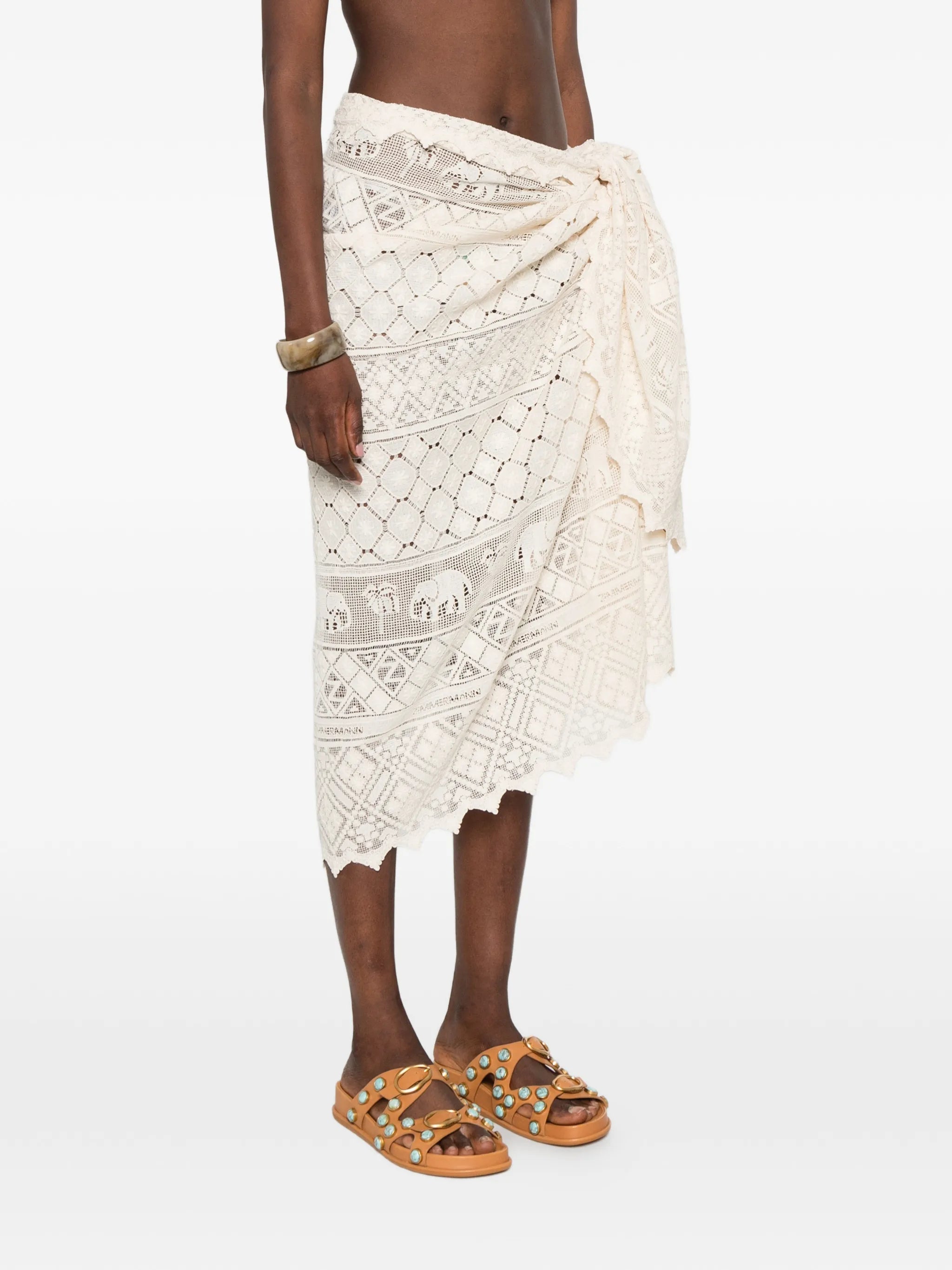 embroidered woven pareo skirt