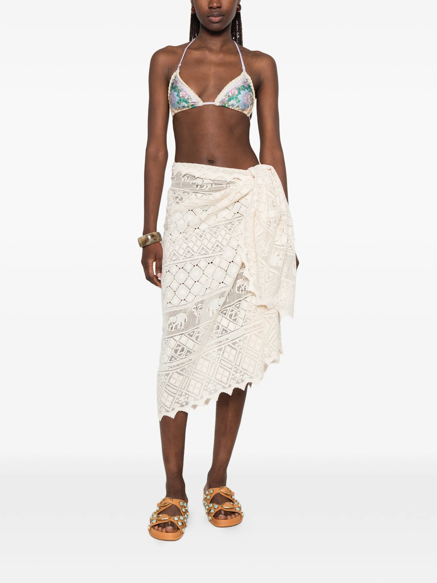 embroidered woven pareo skirt