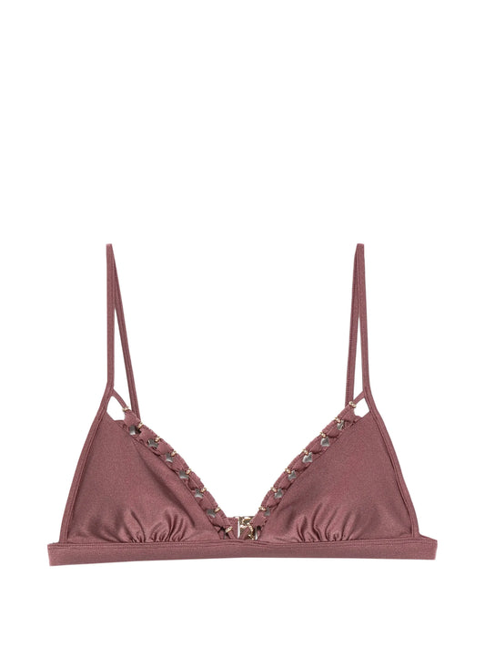 Aster bead-embellished bikini top