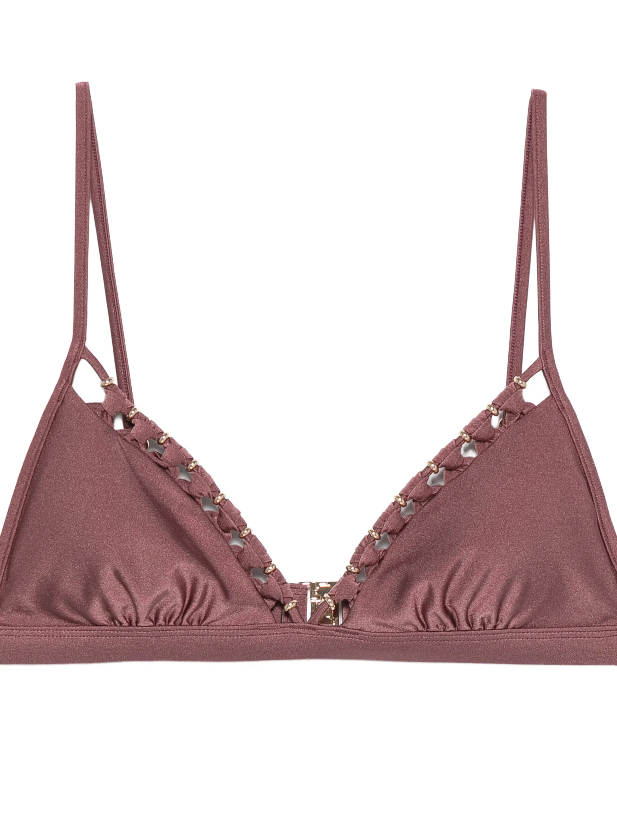 Aster bead-embellished bikini top