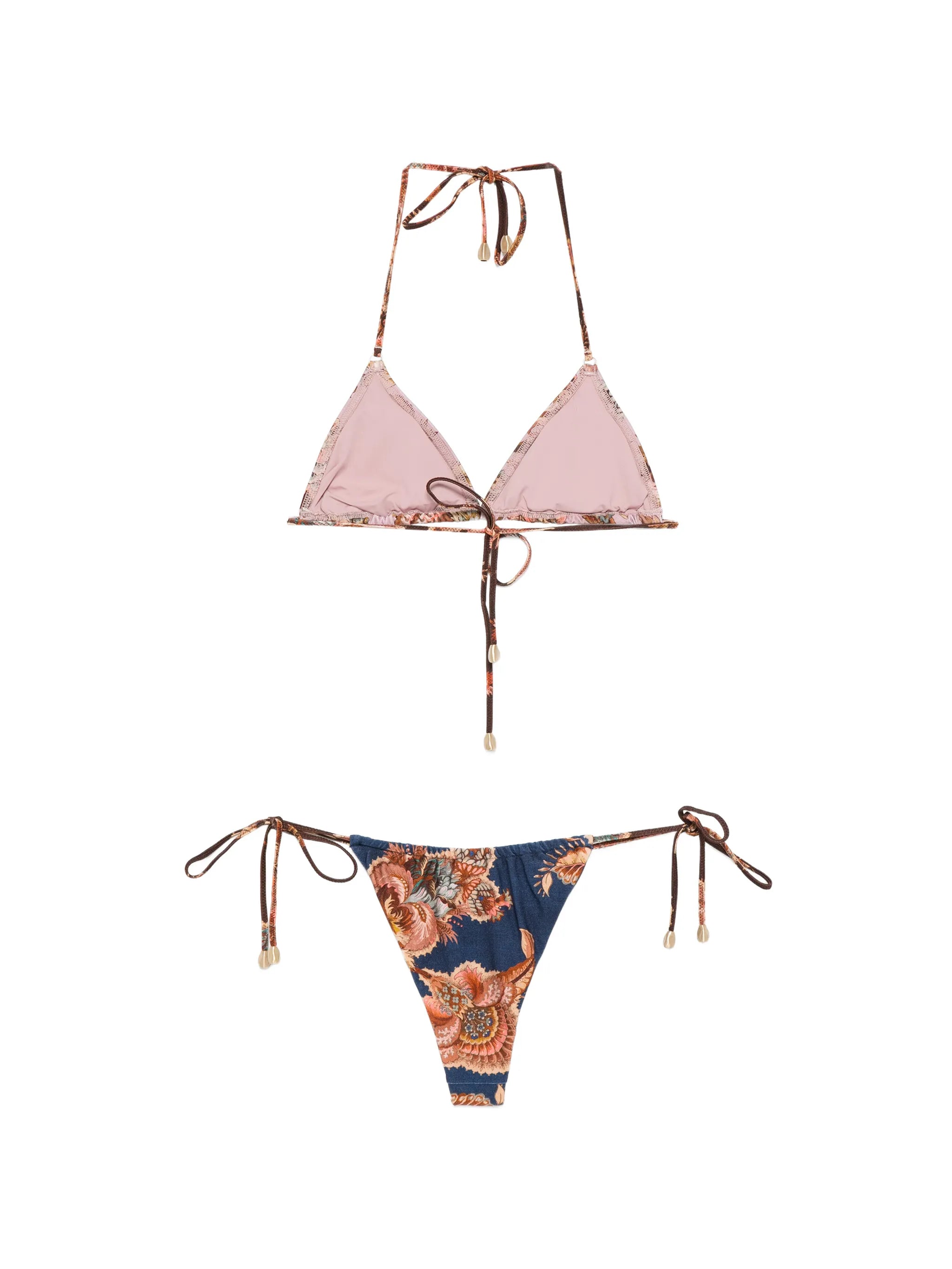 Aster floral-print spliced bikini