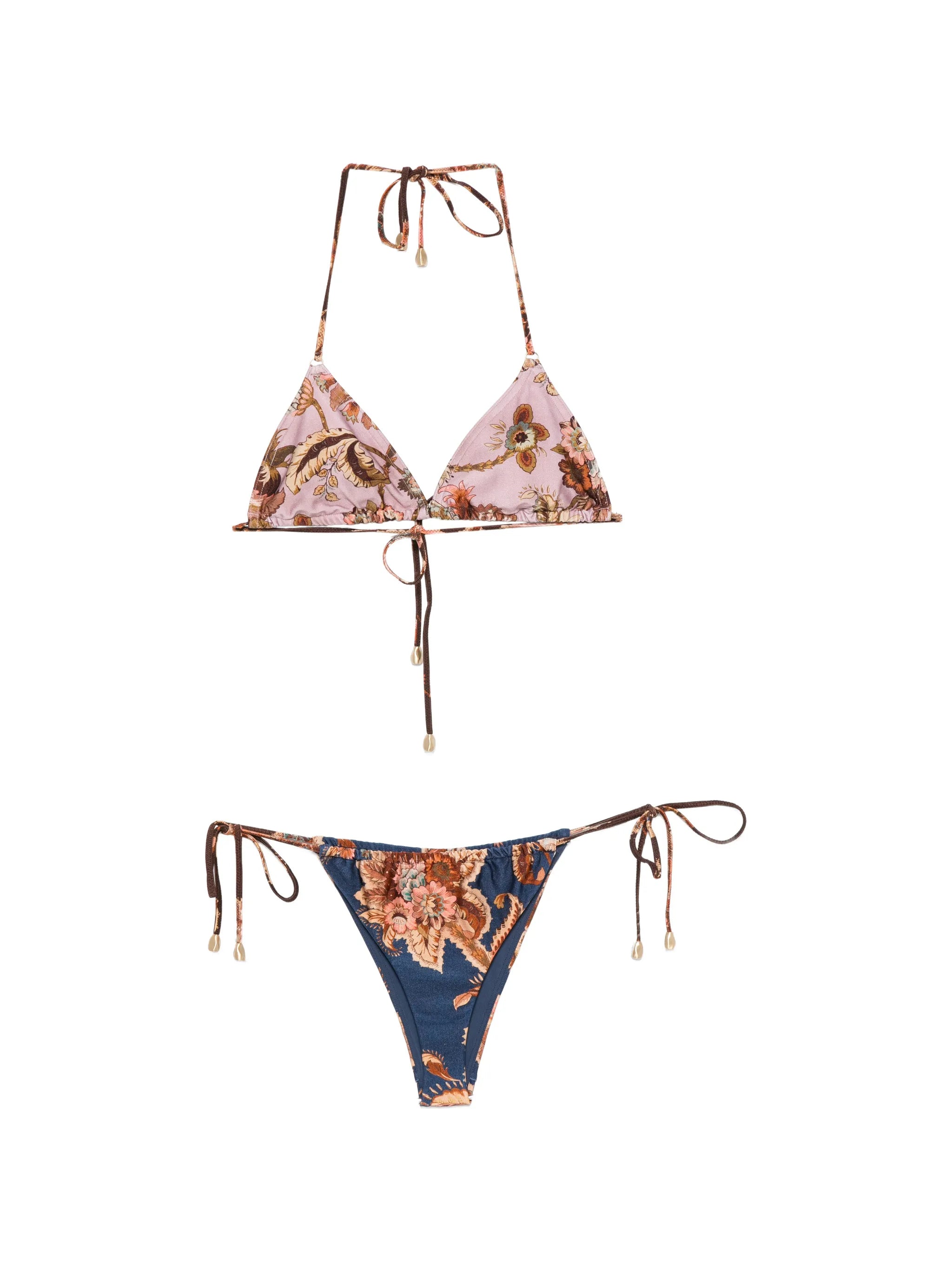 Aster floral-print spliced bikini