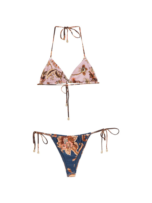 Aster floral-print spliced bikini