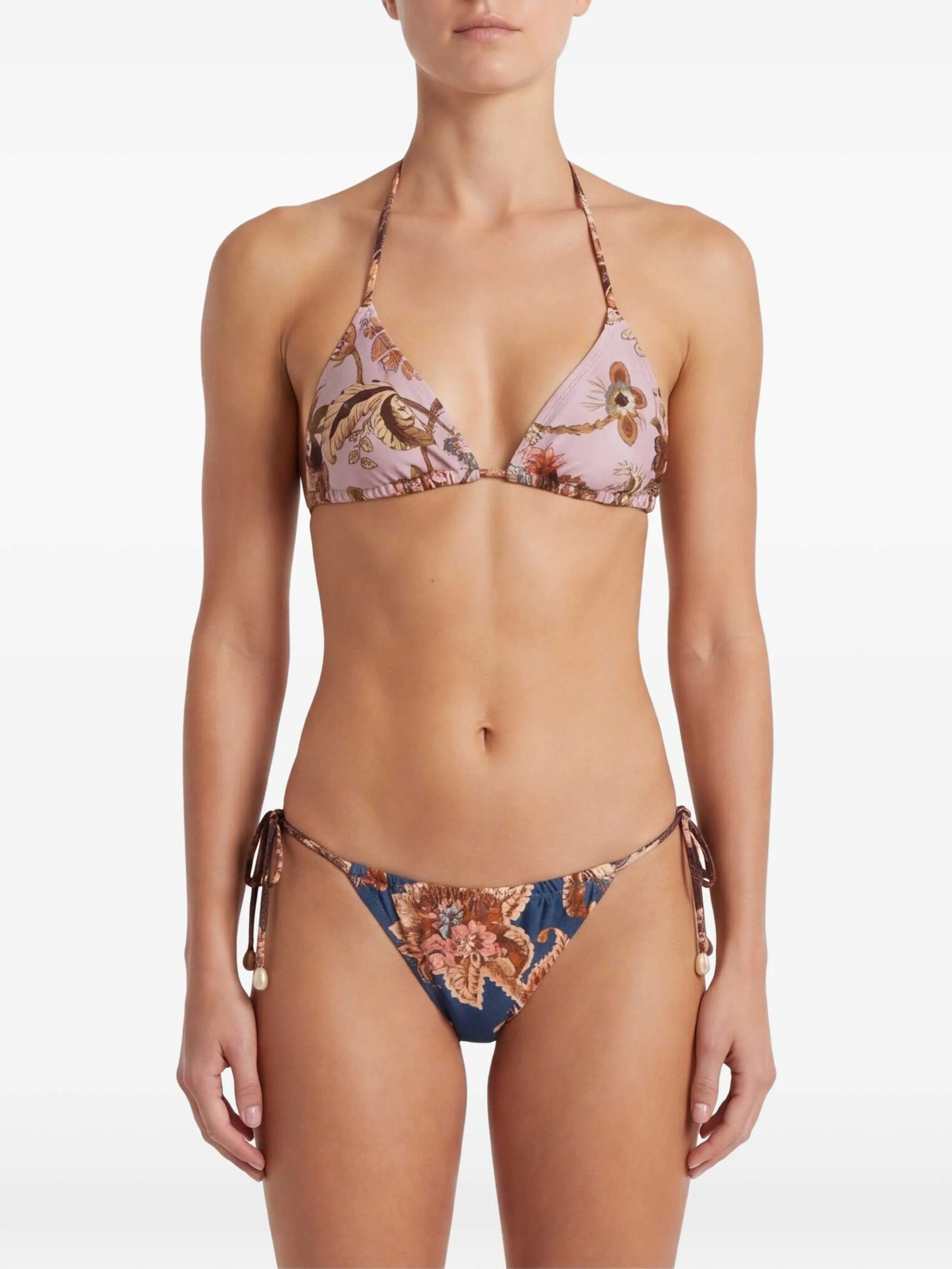 Aster floral-print spliced bikini