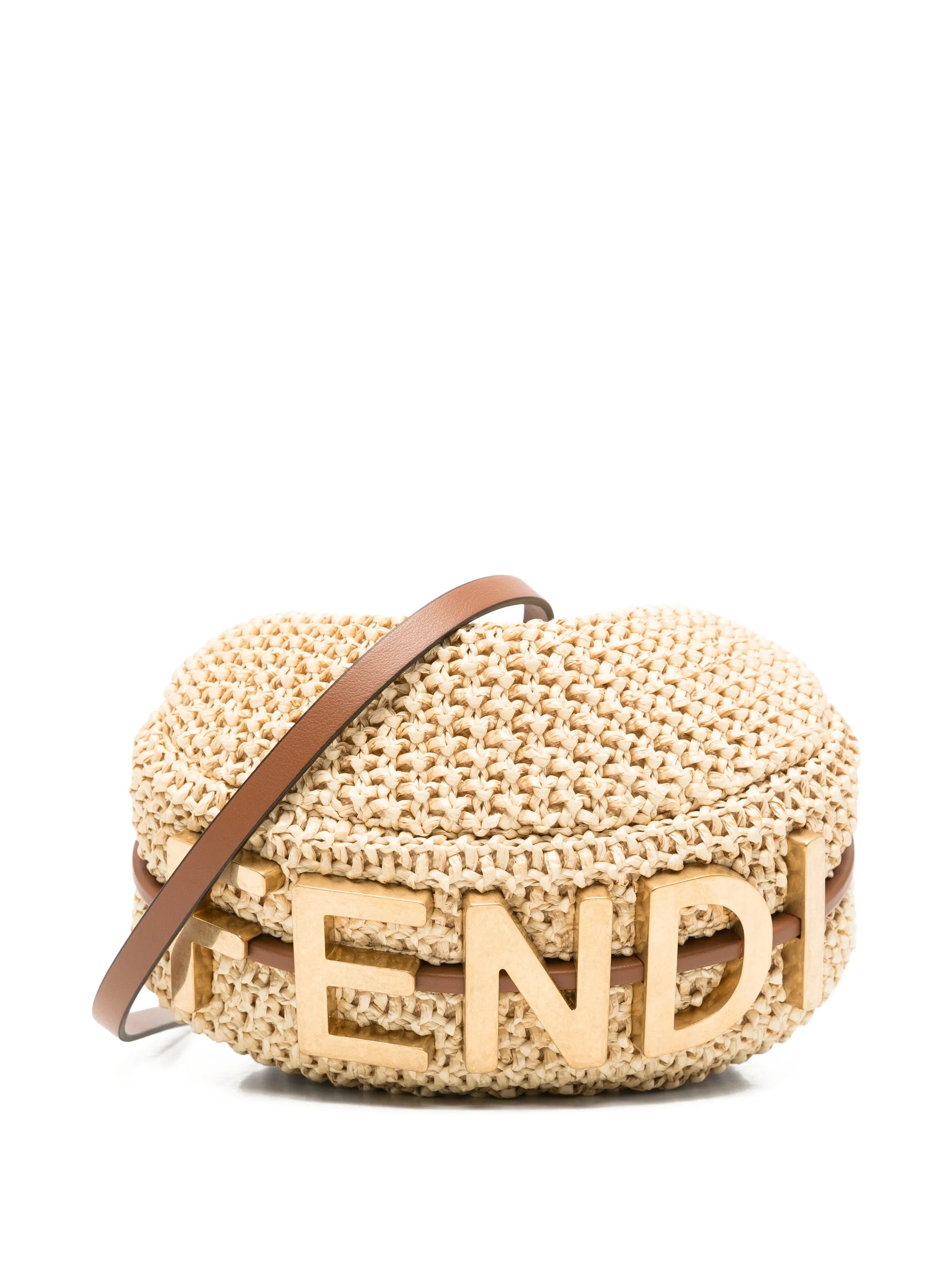 mini Fendigraph raffia tote bag