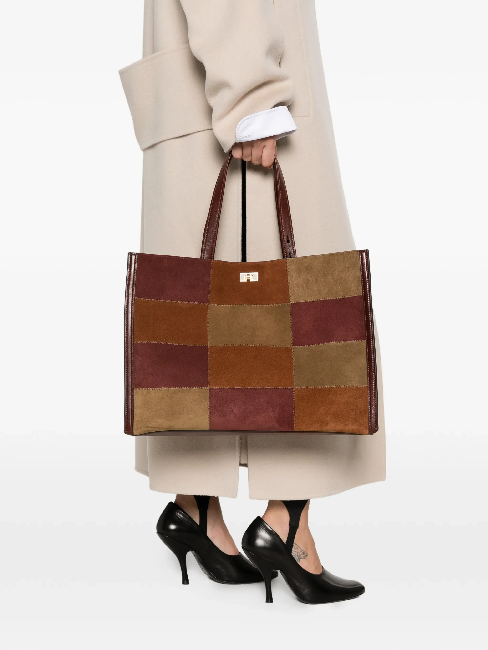 Mortimer patchwork suede tote bag